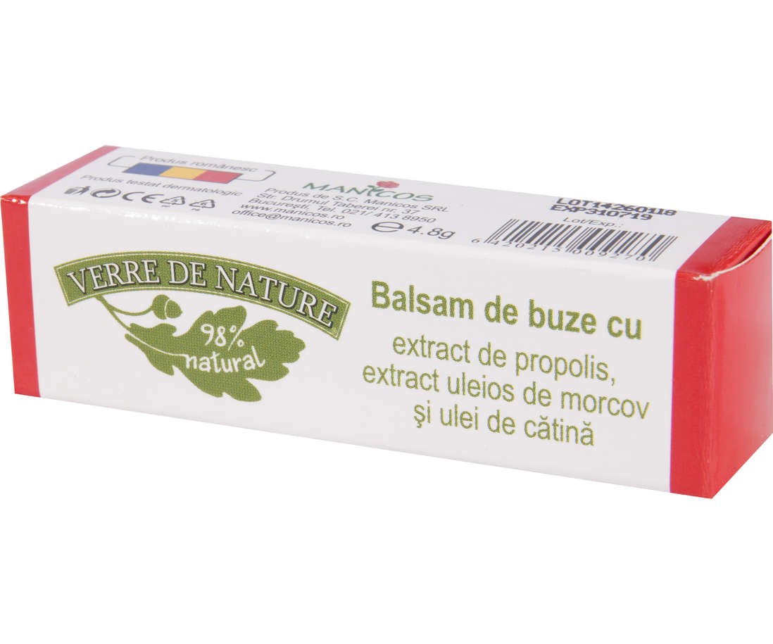 Mâini și picioare - VERDE DE NATURE BALSAM DE BUZE CUEXTRACT DE PROPOLIS 4.8G, axafarm.ro