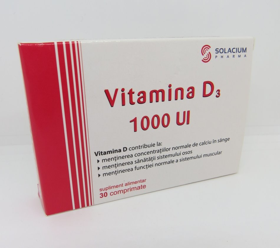 Imunitate - VITAMINA D3 1000UI 30CP SOLACIUM, axafarm.ro