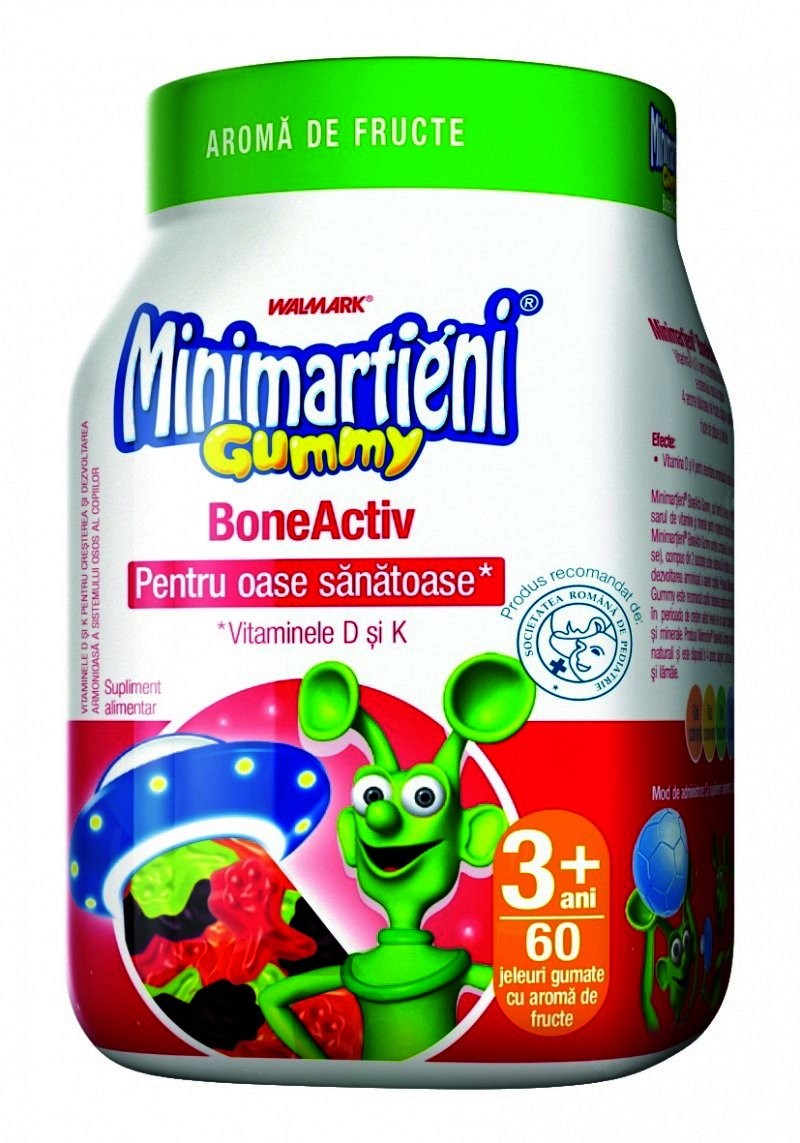 Suplimente și vitamine pentru copii - WALMARK MINIMARTIENI GUMMY BONEACTIV 60 CP, axafarm.ro