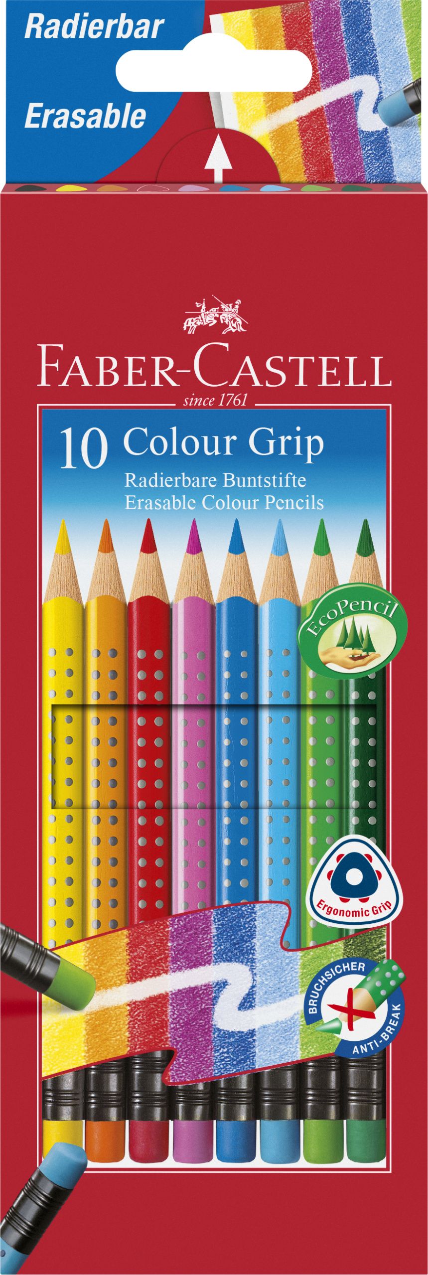Creioane Colorate 10 Culori Cu Guma Grip 2001 Faber-castell
