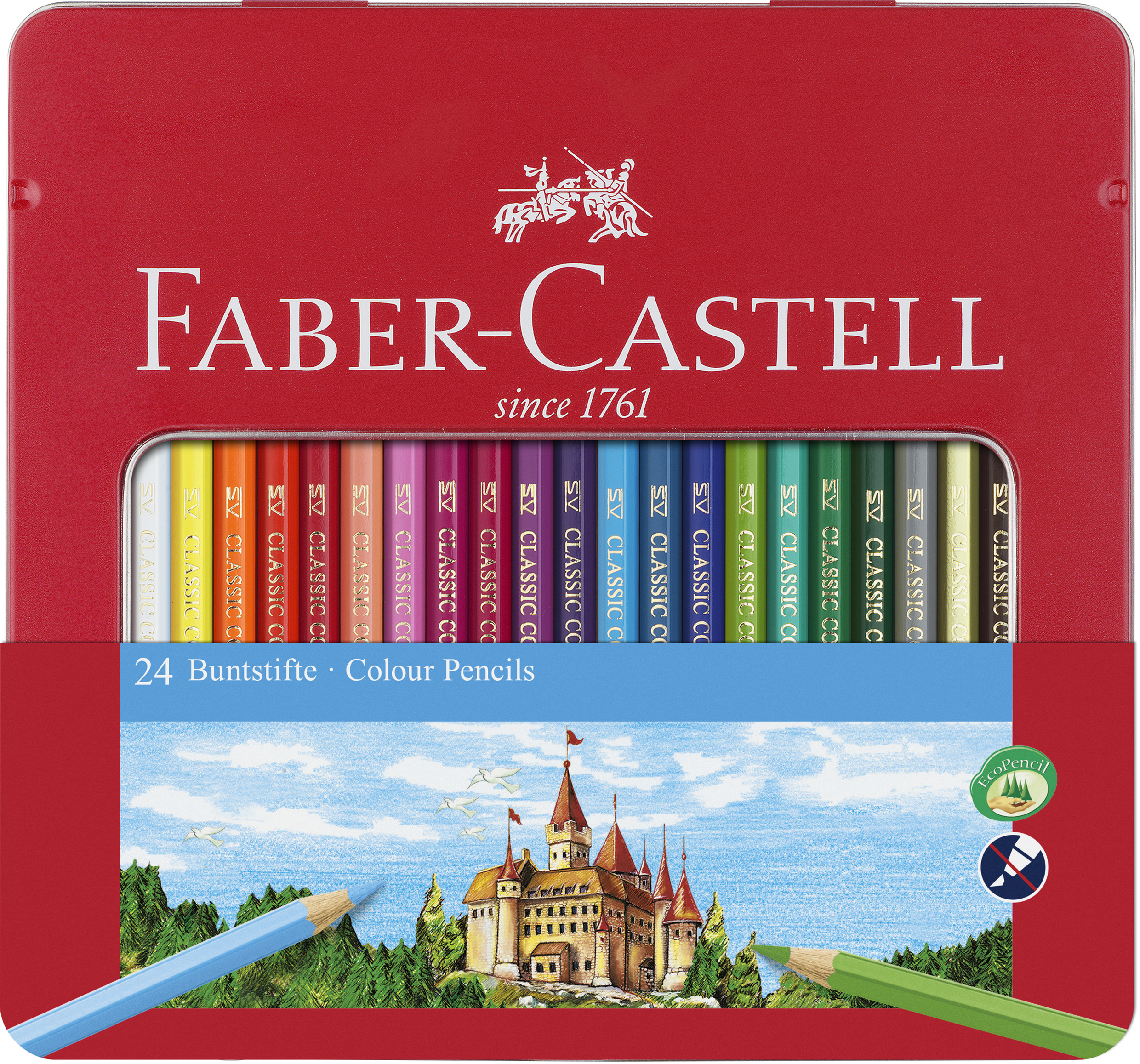 Creioane Colorate 24 Culori Cutie METAL-2 Faber-castell