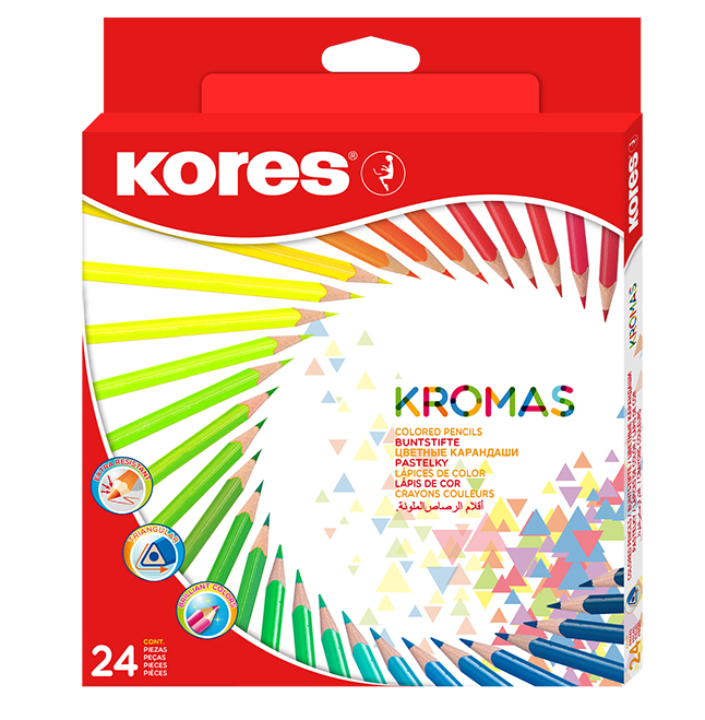 Creioane Colorate 24 Culori Triunghiulare Eco Kores