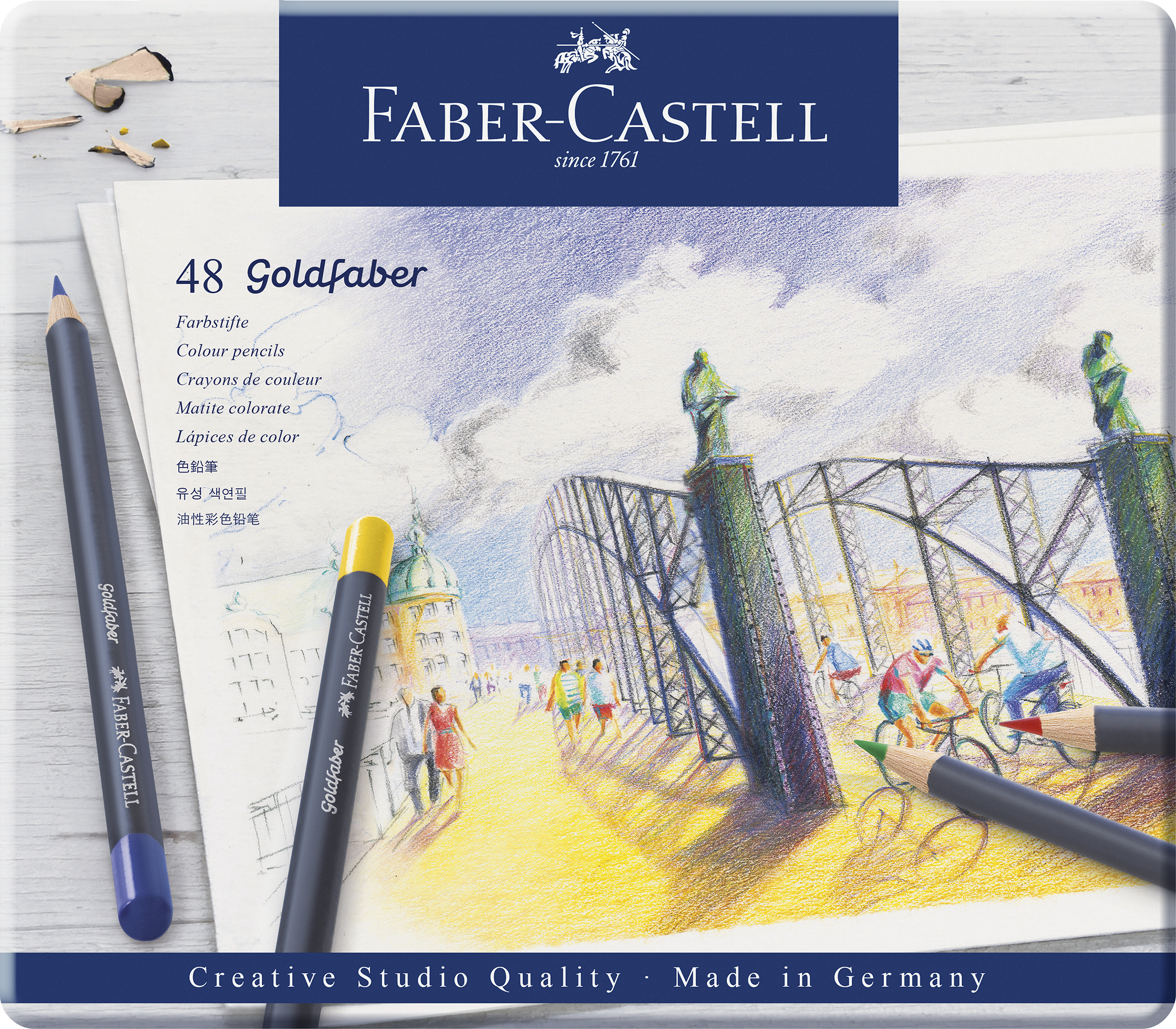 Creioane Colorate 48 Culori Goldfaber Cutie Metal Faber-castell