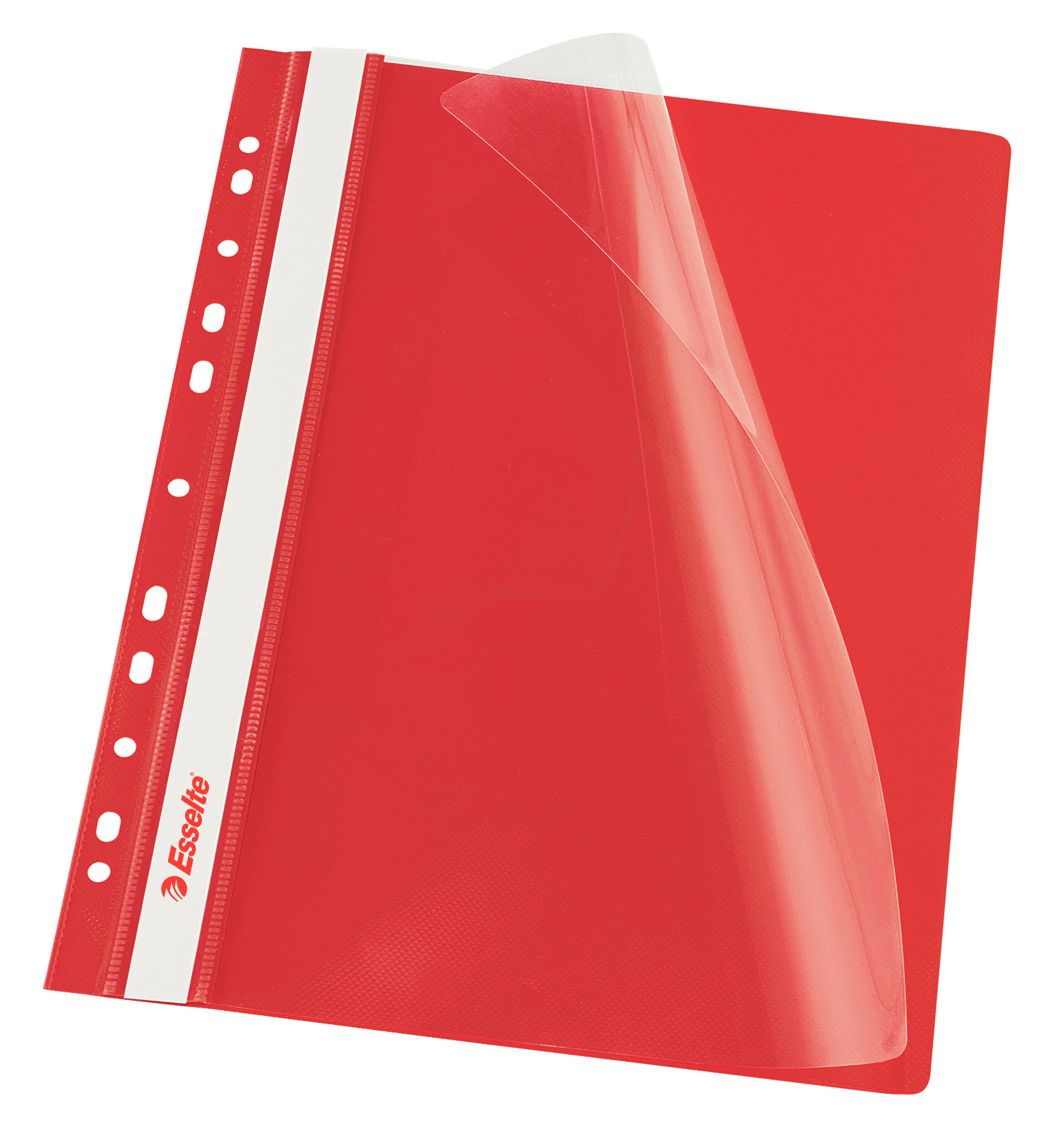 Dosare din plastic - Dosar plastic cu sina si multiperforatii rosu 10/set esselte