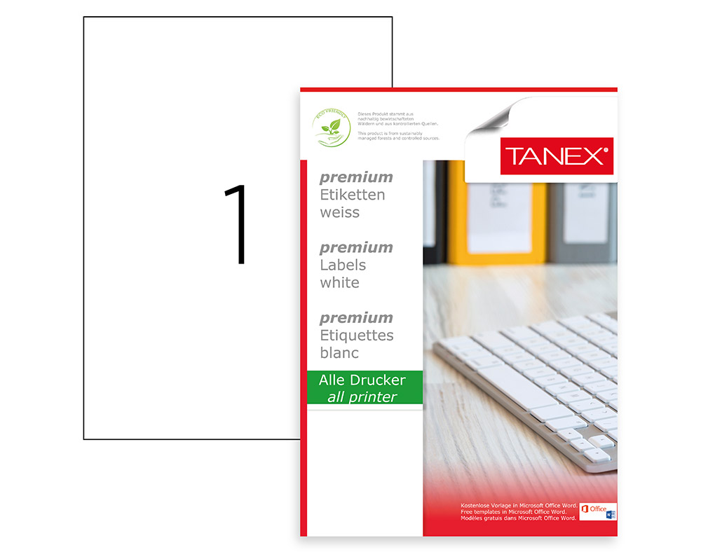 Ambalare și etichetareEtichete preț și autoadezive - Etichete 1/a4 210*297mm colturi drepte 100/top tanex