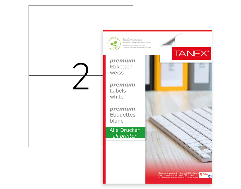 Etichete 2/A4 210*148.5MM Colturi Drepte 100/Top Tanex