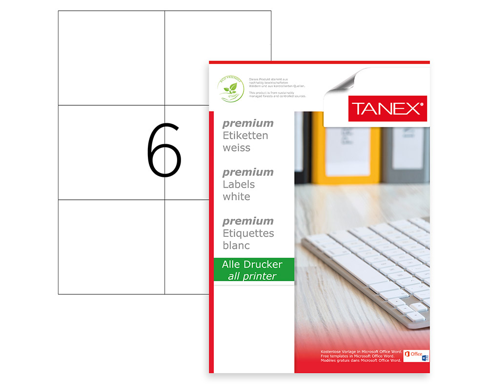 Etichete 6/A4 105*99MM Colturi Drepte 100/Top Tanex