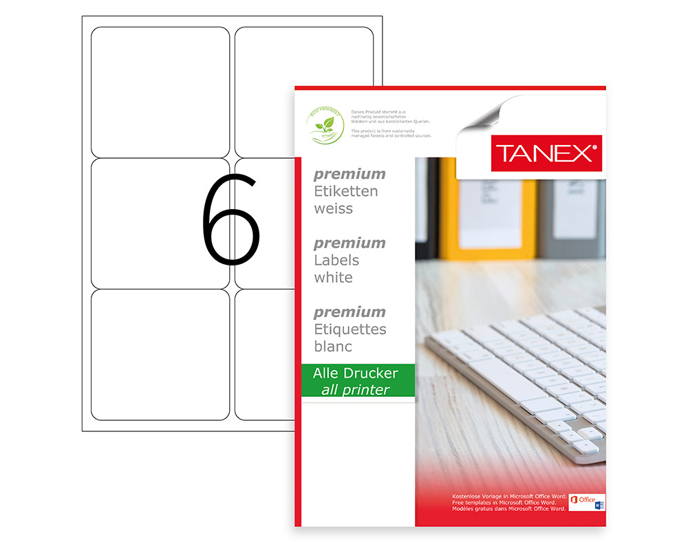 Etichete 6/A4 99.1*93.1MM Colturi Rotunde 100/Top Tanex