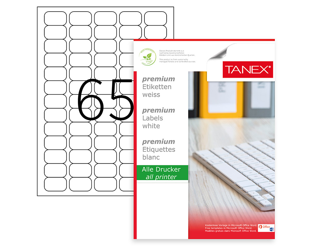 Etichete 65/A4 38.1*21.2MM Colturi Rotunde 100/Top Tanex