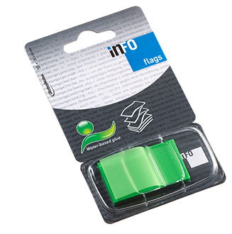 Global Notes Index Adeziv Plastic 25*43MM 50 File Verde Info Notes
