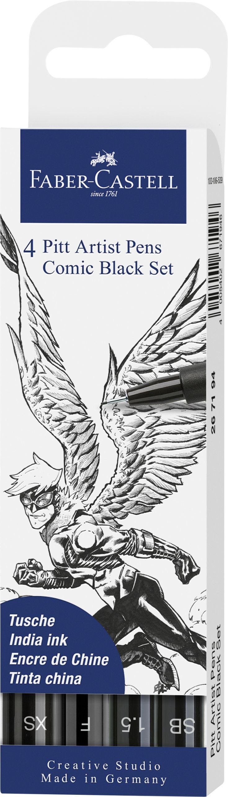Pitt Artist Pen Set 4 Comic Negru Faber-castell