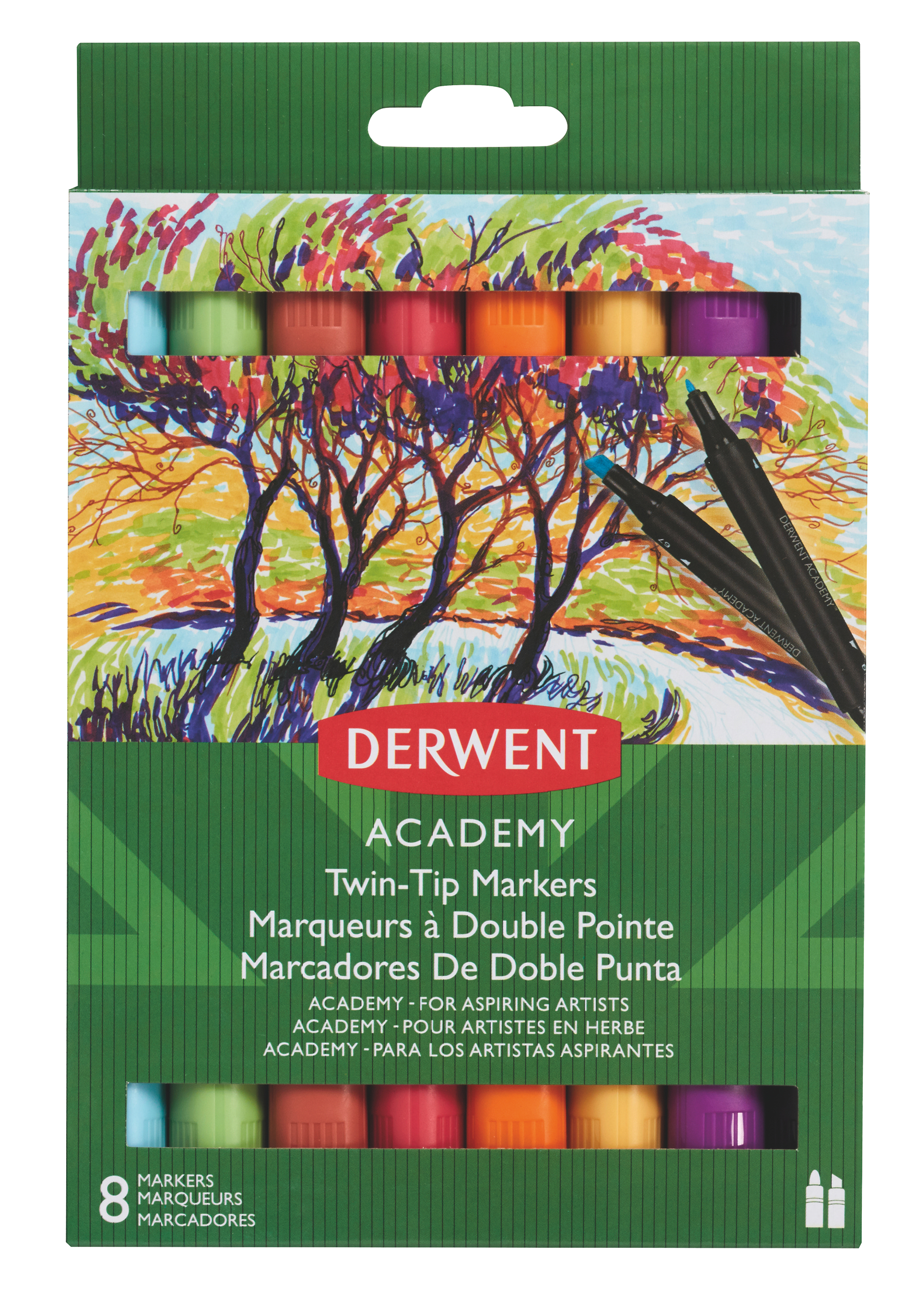Markere 2 Capete Varf Tesit 8 Buc/Set Derwent Academy