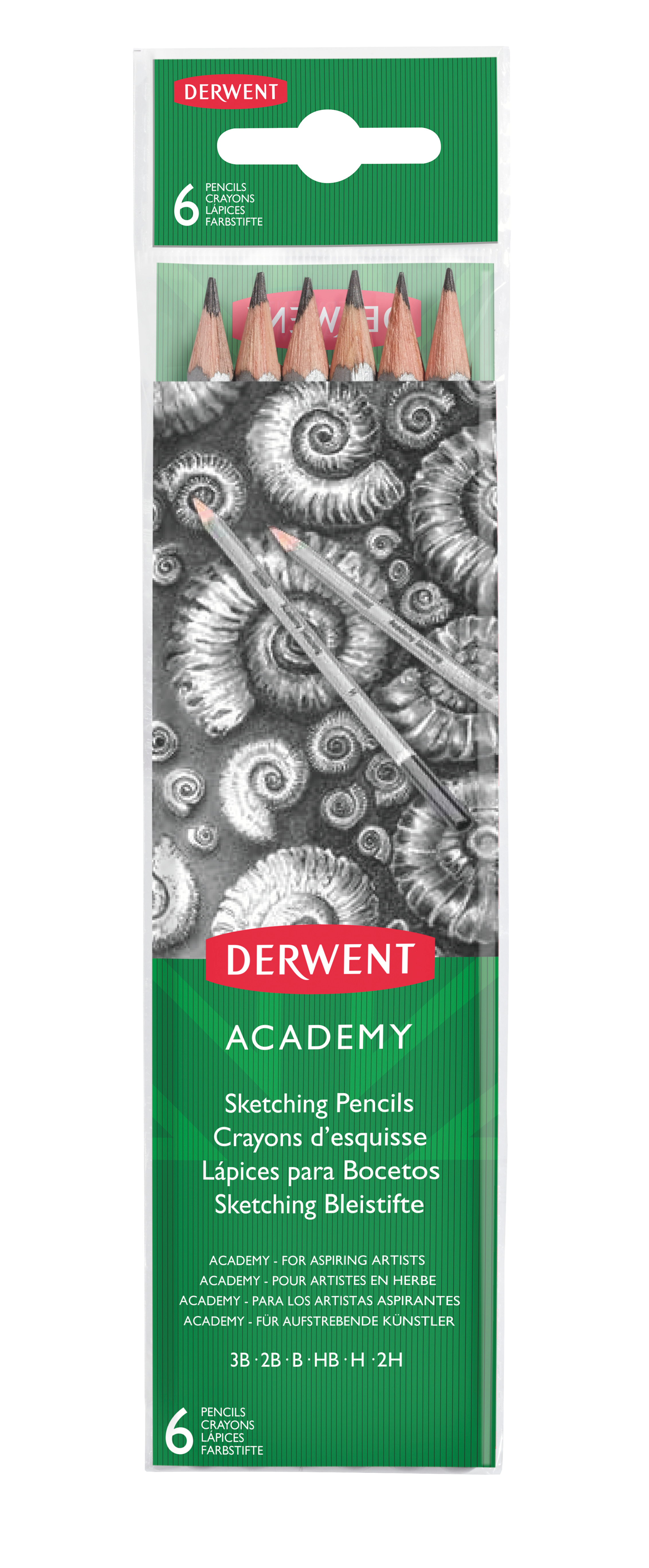 Blister 6 Buc Creioane Grafit 2H-3B Derwent Academy