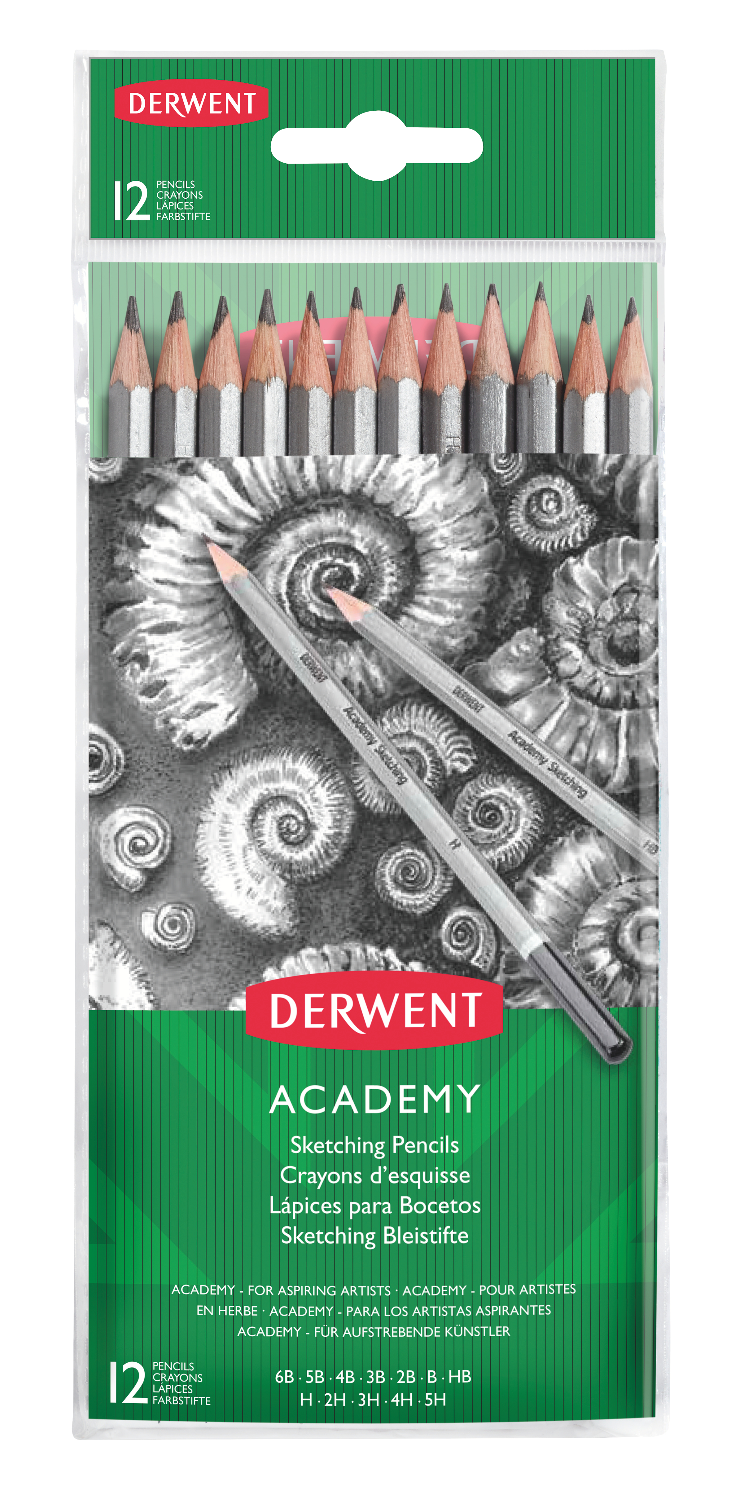 Blister 12 Buc Creioane Grafit 5H-6B Derwent Academy