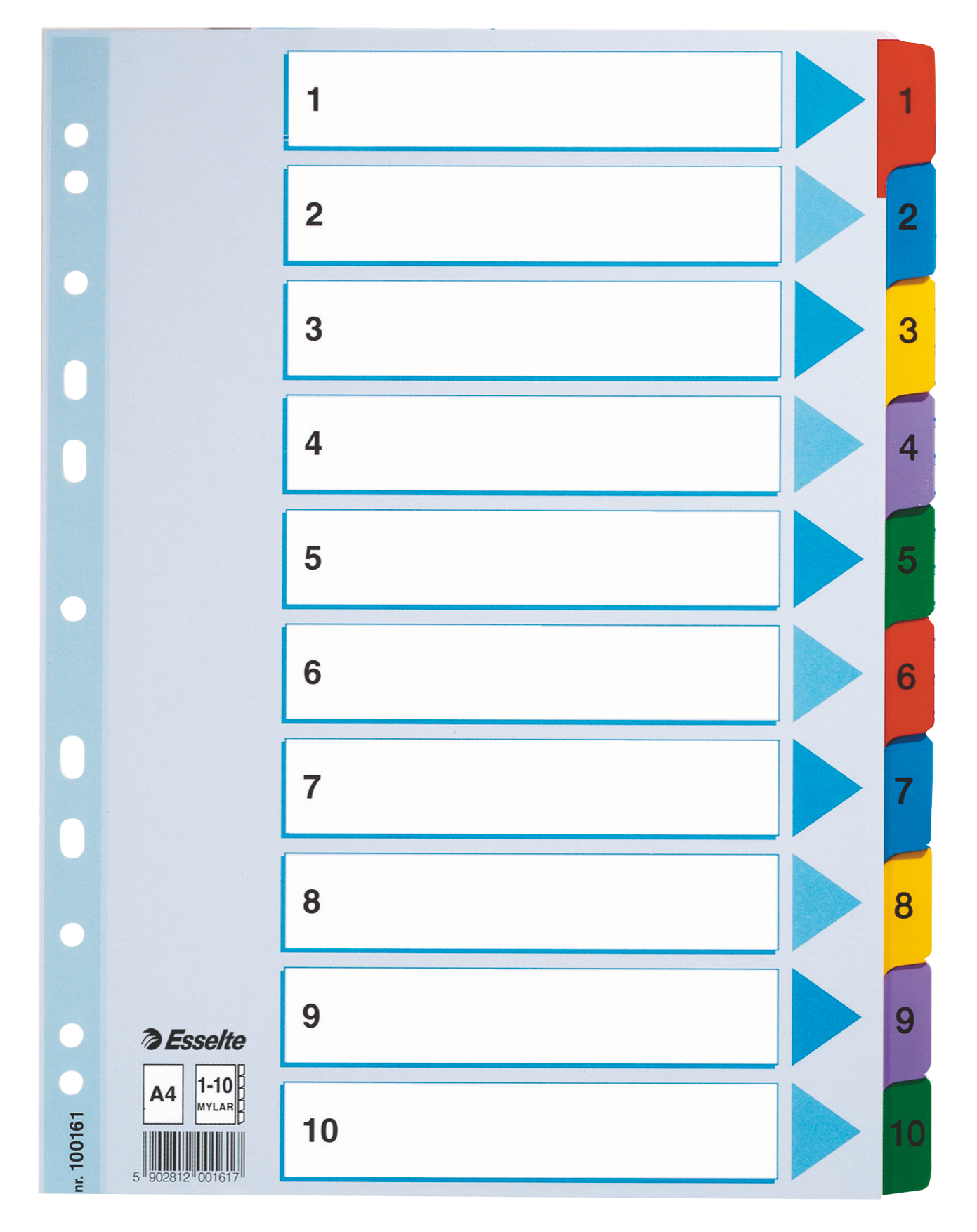 Separatoare Index Carton 1-10 Mylar Esselte