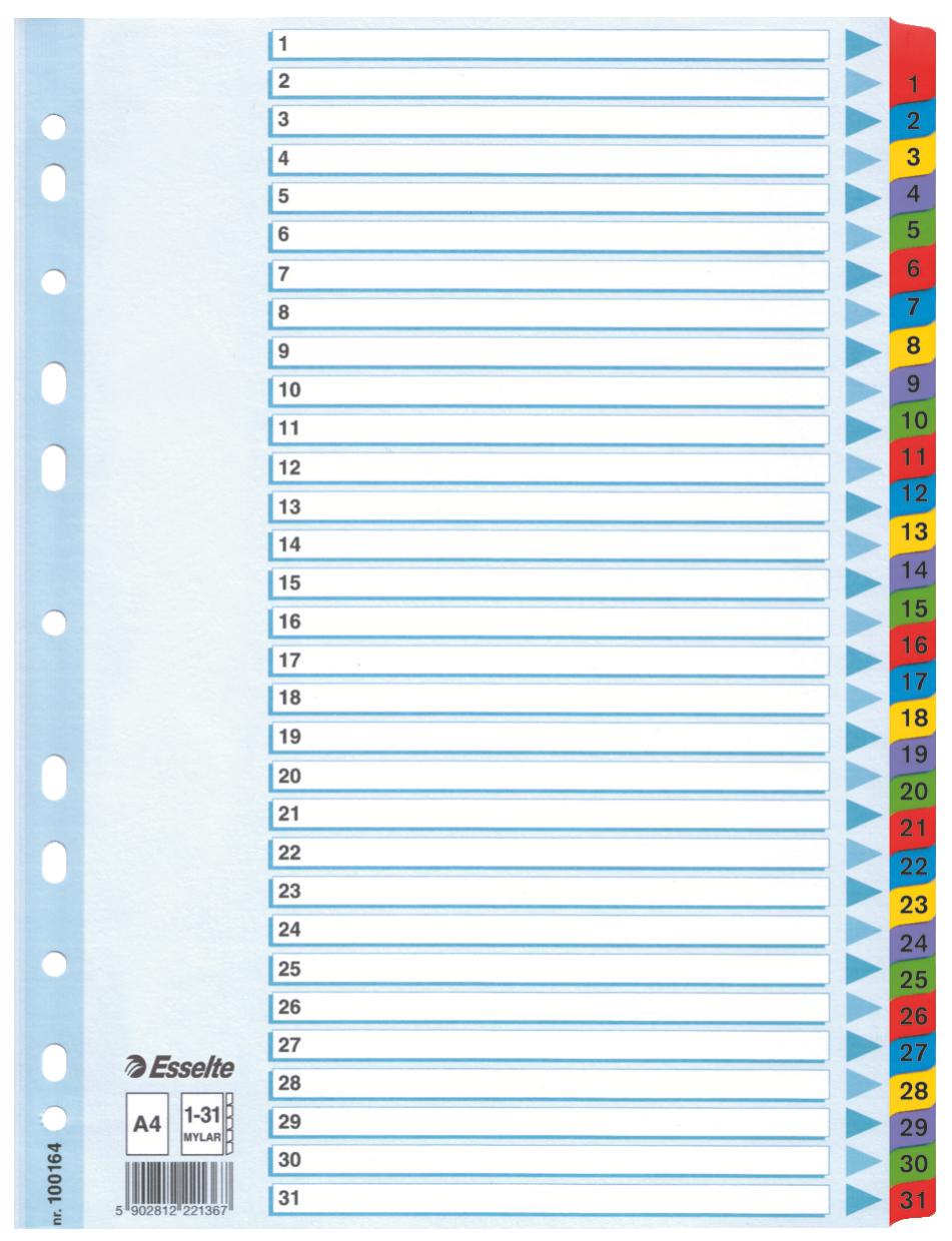 Separatoare Index Carton 1-31 Mylar Esselte