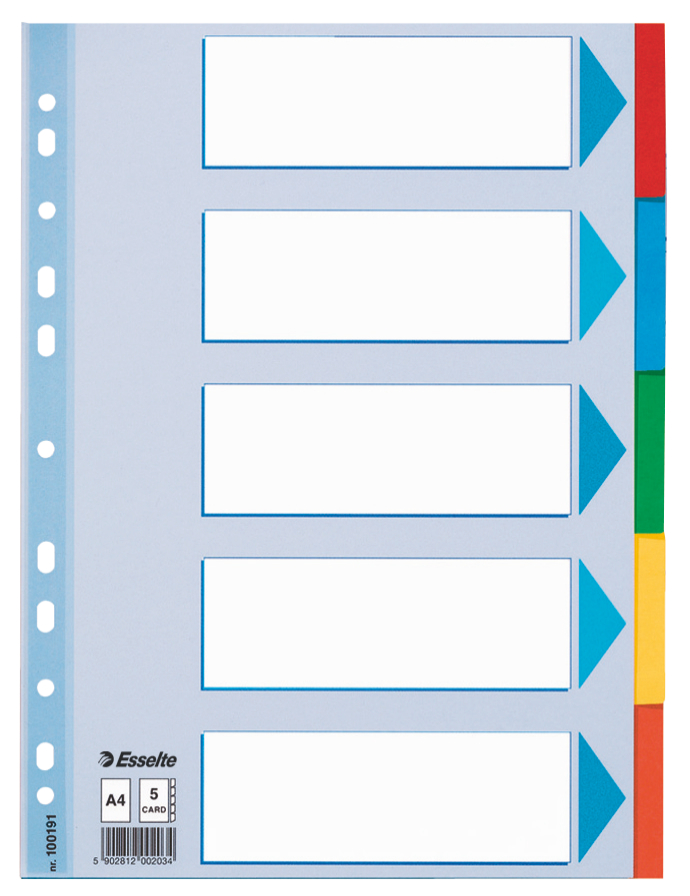 Separatoare Index Carton 5 Coli Standard Esselte