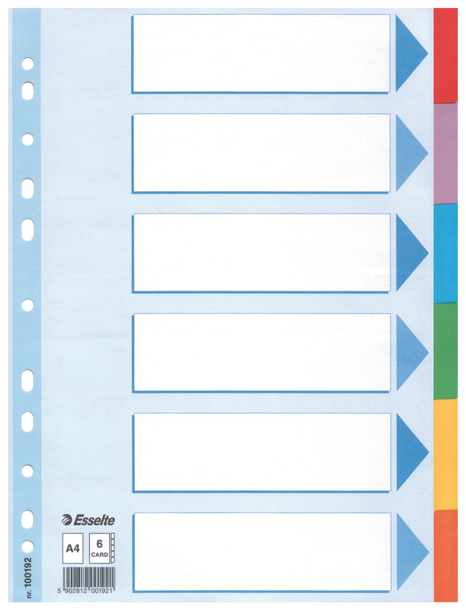 Separatoare Index Carton 6 Coli Standard Esselte