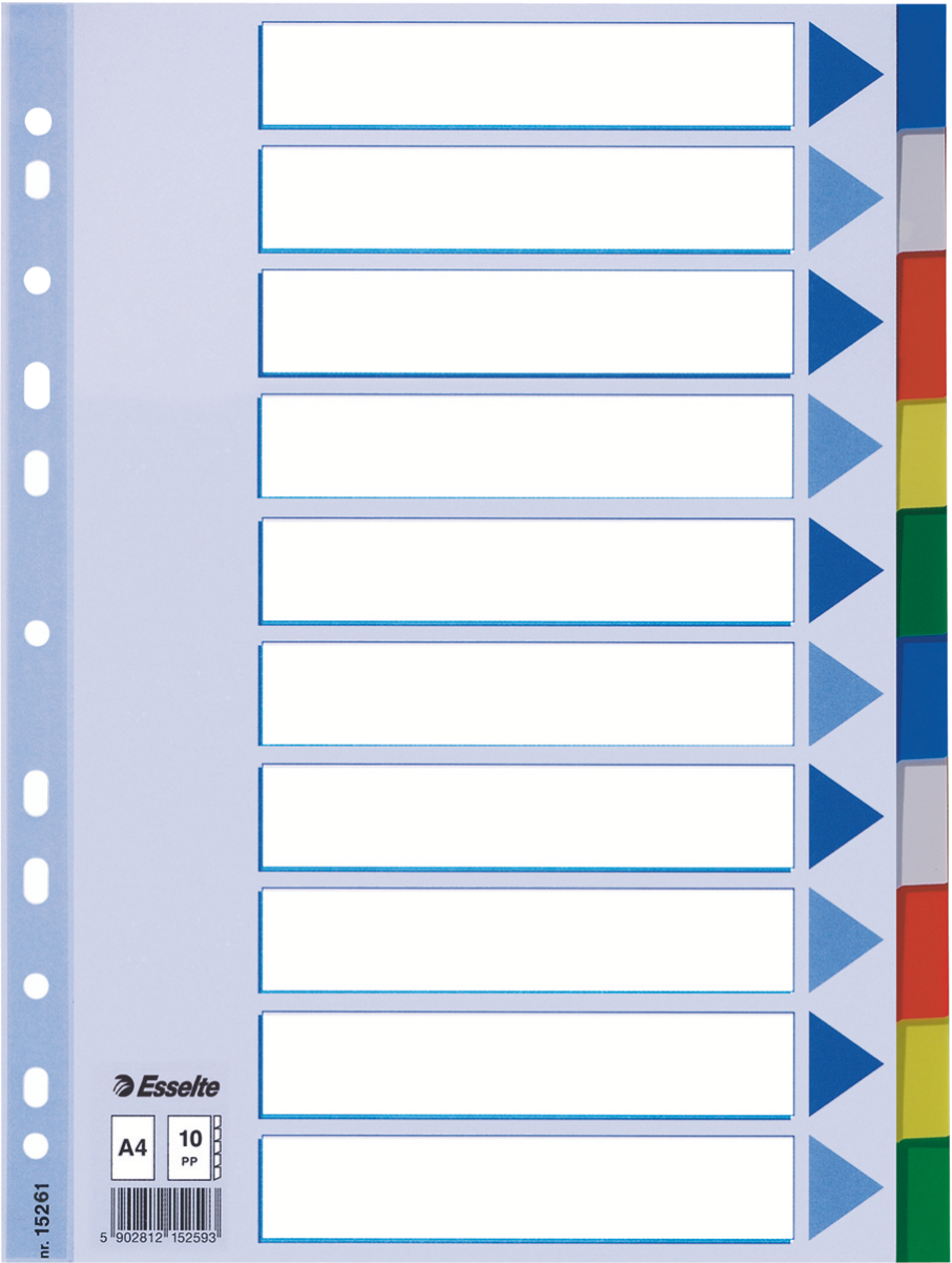 Separatoare Index Plastic 10 Culori Esselte