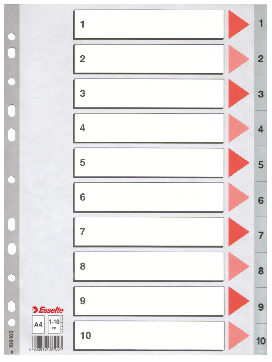 Separatoare Index Plastic 1-10 Esselte