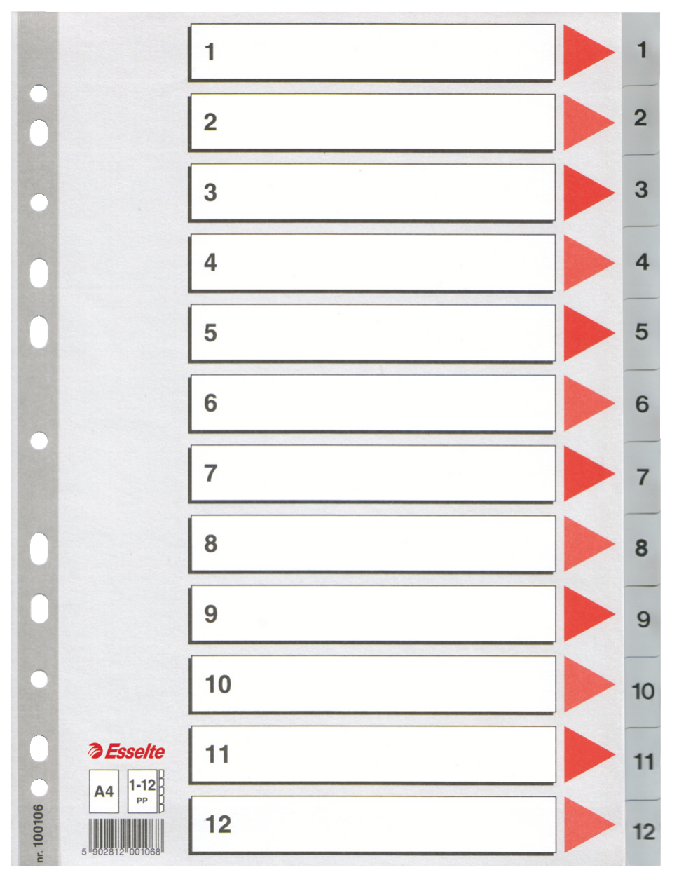 Separatoare Index Plastic 1-12 Esselte