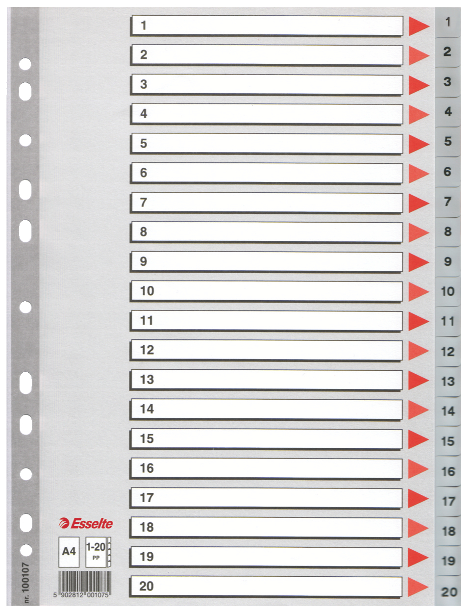 Separatoare Index Plastic 1-20 Esselte