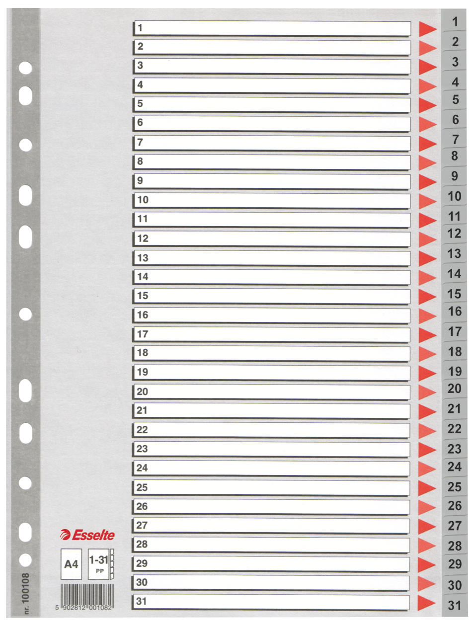Separatoare Index Plastic 1-31 Esselte