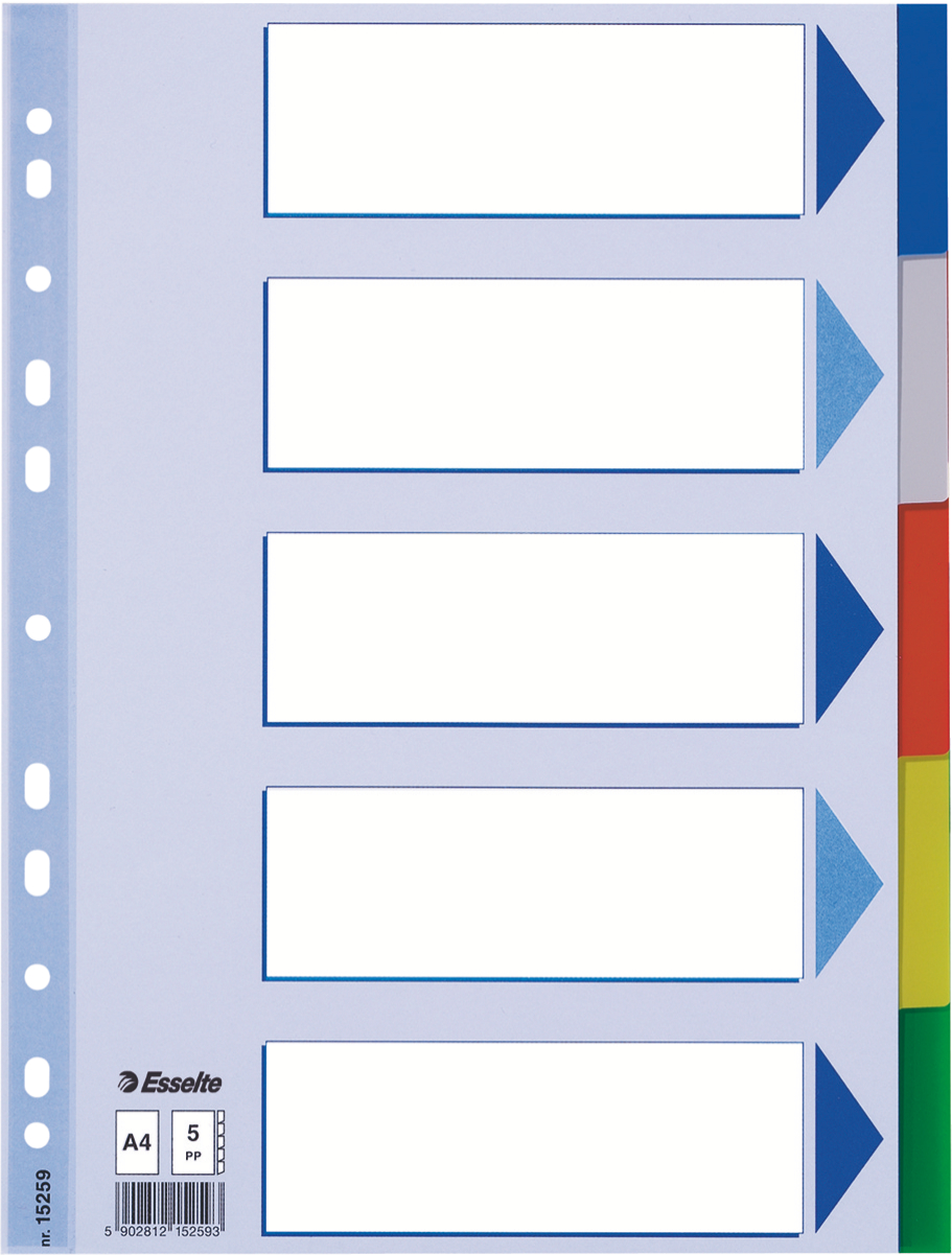 Separatoare Index Plastic 5 Culori Esselte