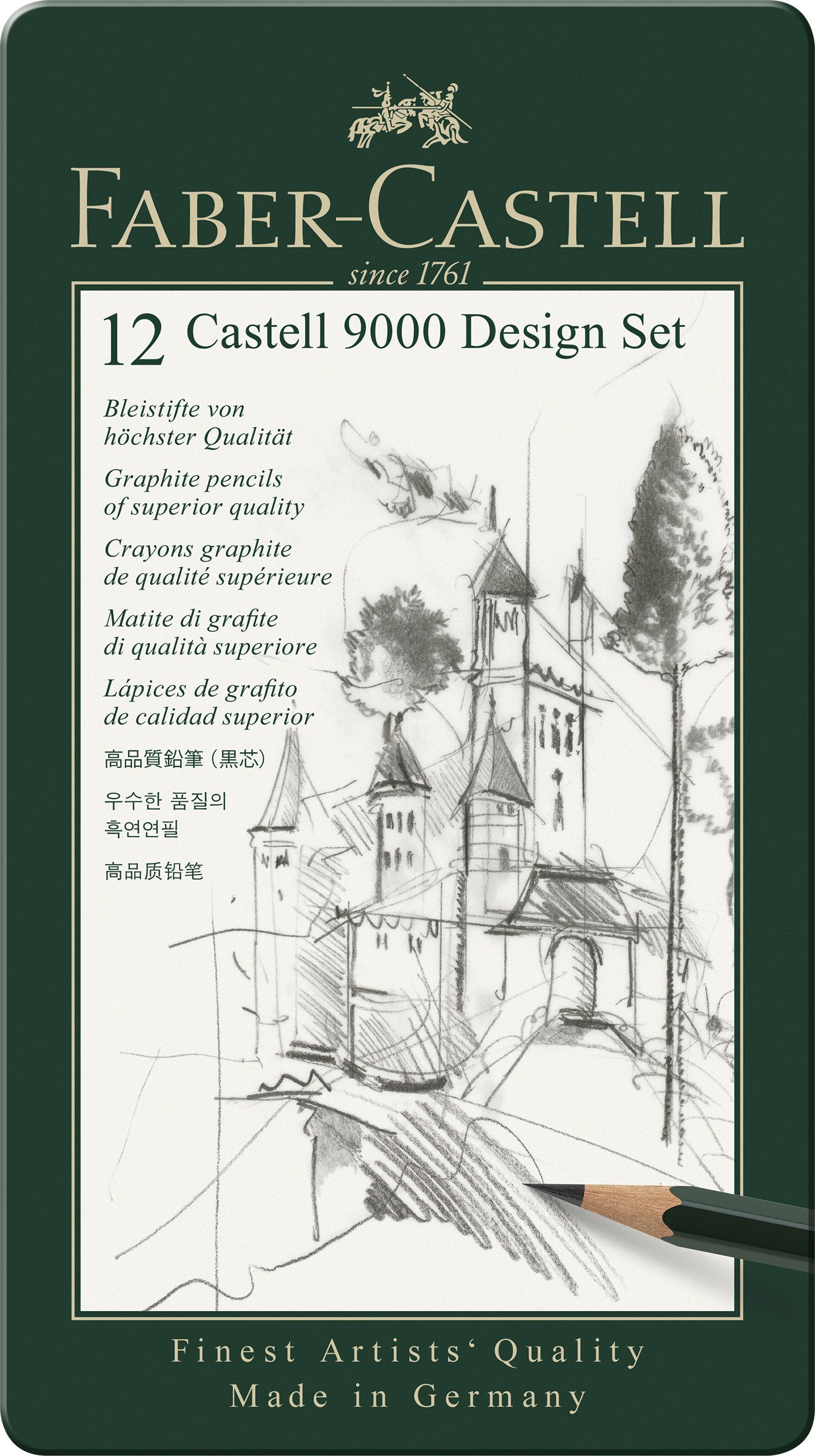 Set Design 12 Buc Creion Grafit Castell 9000 Faber-castell
