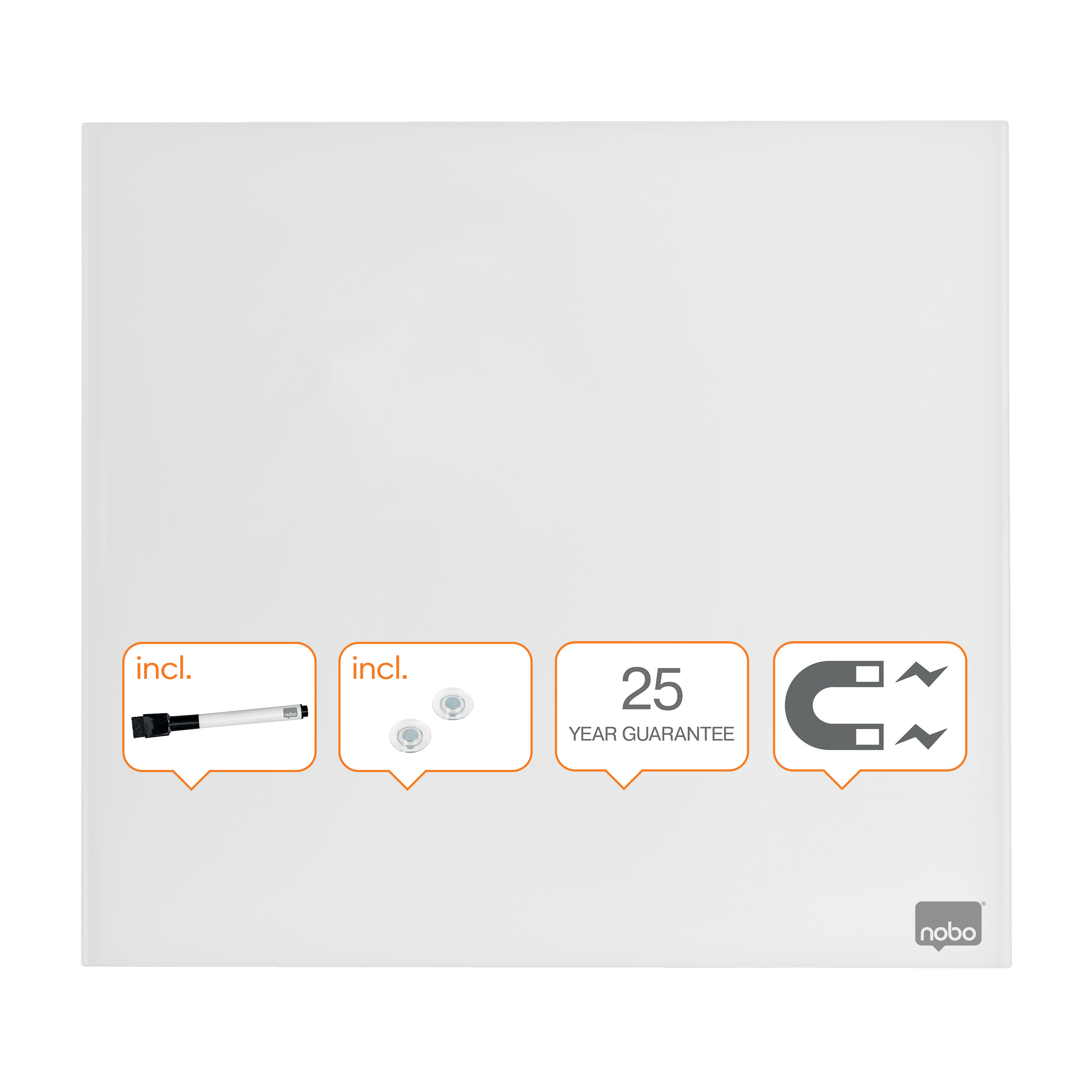 Whiteboard Magnetic Sticla 30*30 Cm+accesorii Diamond Nobo