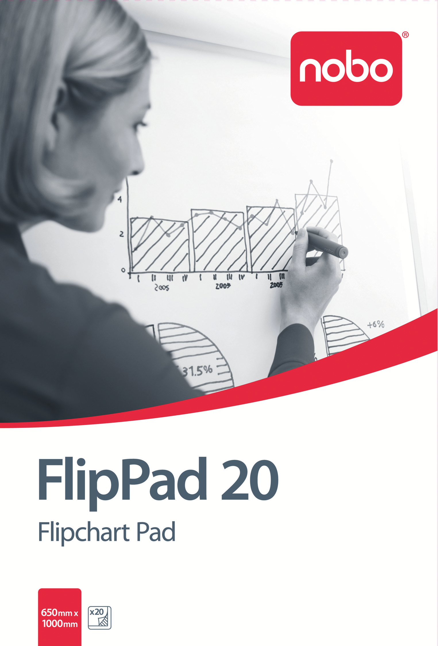 Produse pentru prezentare și afișare - Hartie flipchart 65*95.5 cm 60g 20 file nobo