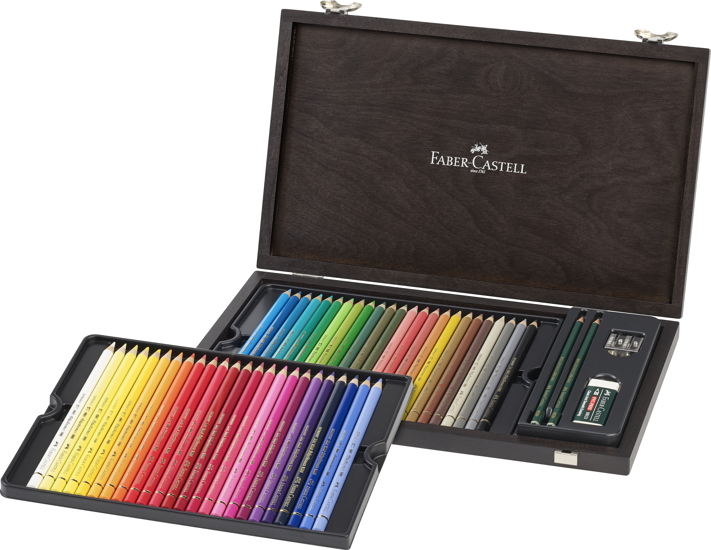 Figurine de pictat, Ipsos, Lemn, Polistiren - Cutie lemn 48 creioane colorate polychromos faber-castell