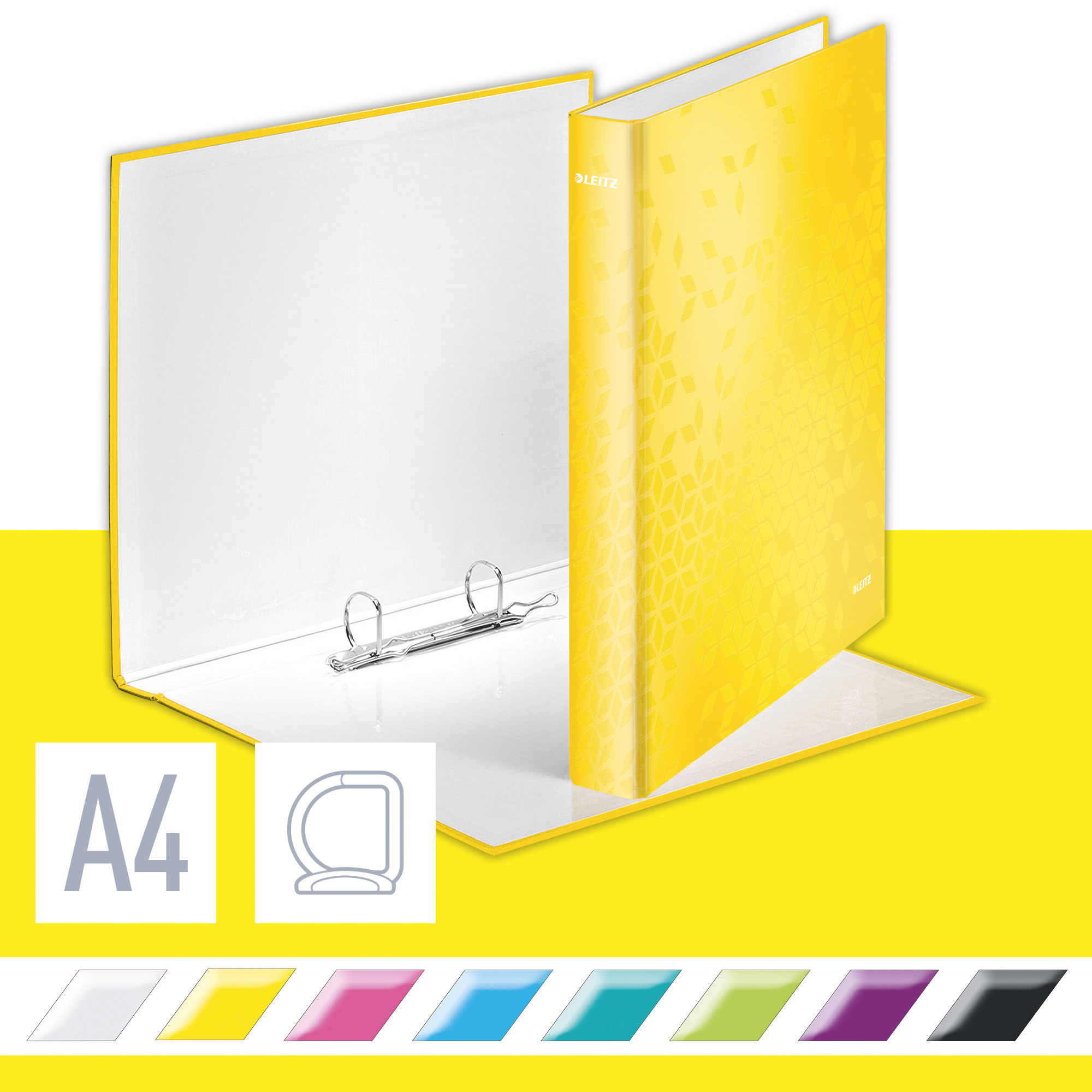 Caiet mecanic a4 2 inele 25mm/40mm galben wow leitz [2]