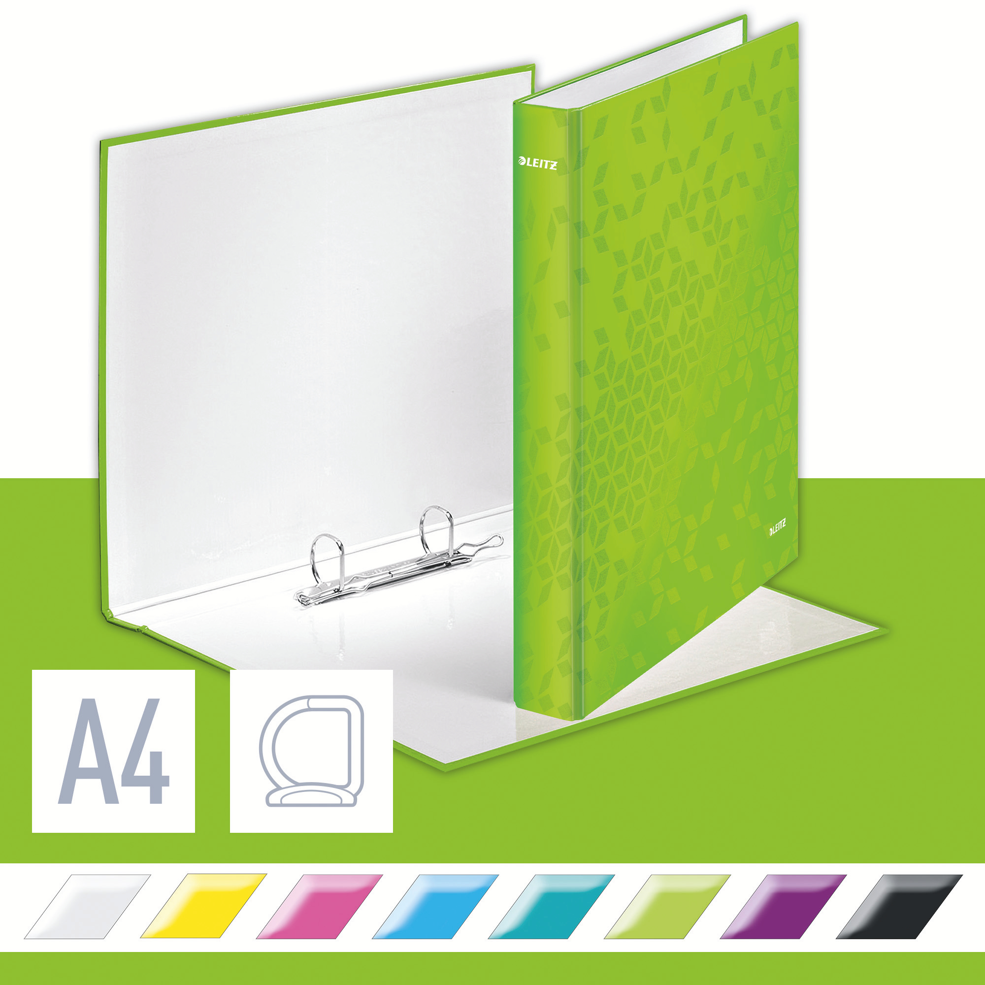 Caiet mecanic a4 2 inele 25mm/40mm verde wow leitz [2]