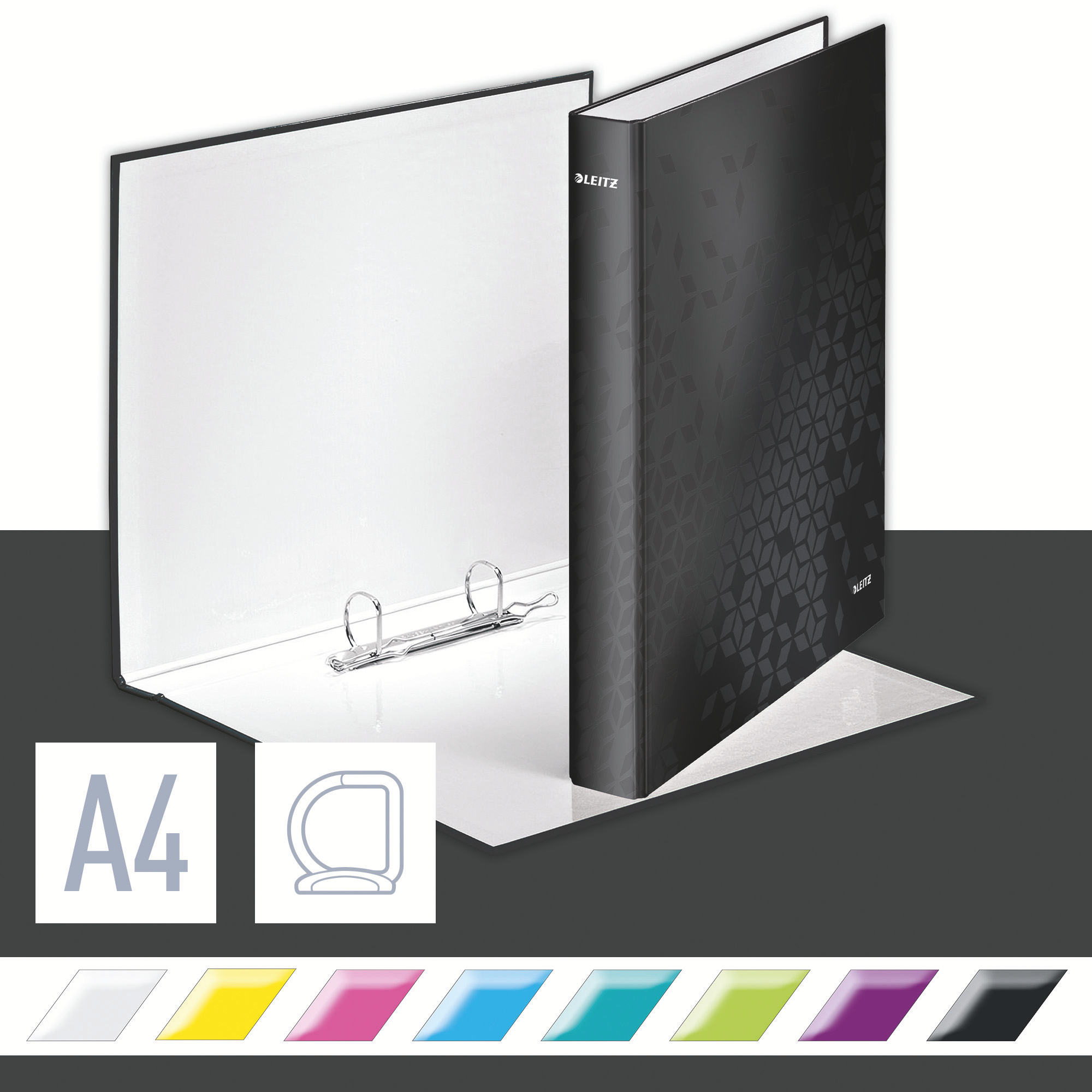 Caiet mecanic a4 2 inele 25mm/40mm negru wow leitz [2]