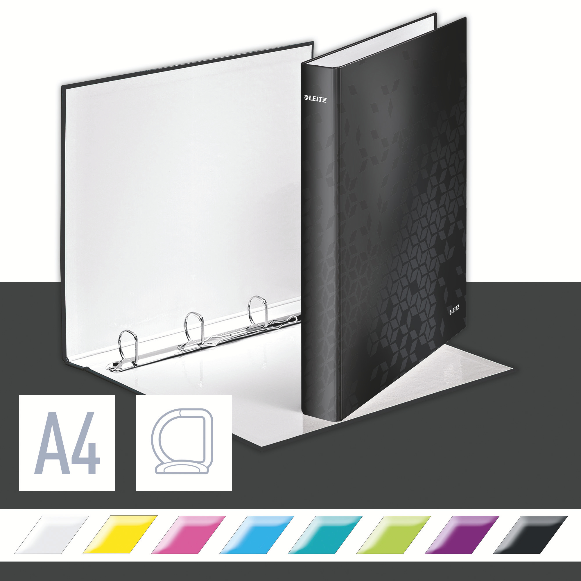 Caiet mecanic a4 4 inele 25mm/40mm negru metalizat wow leitz [2]
