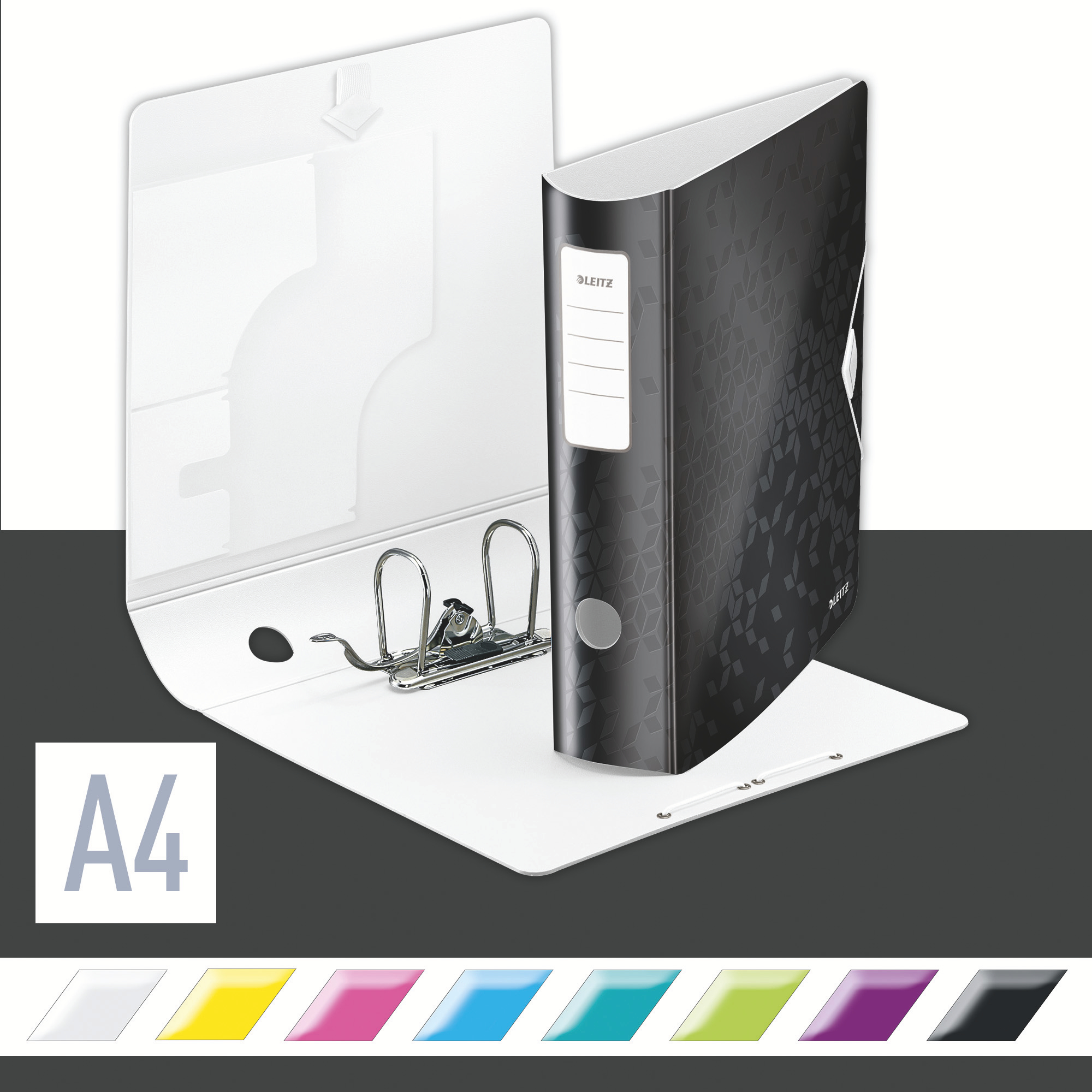 Biblioraft plastifiat 8.2 cm 180grade negru active wow leitz [1]