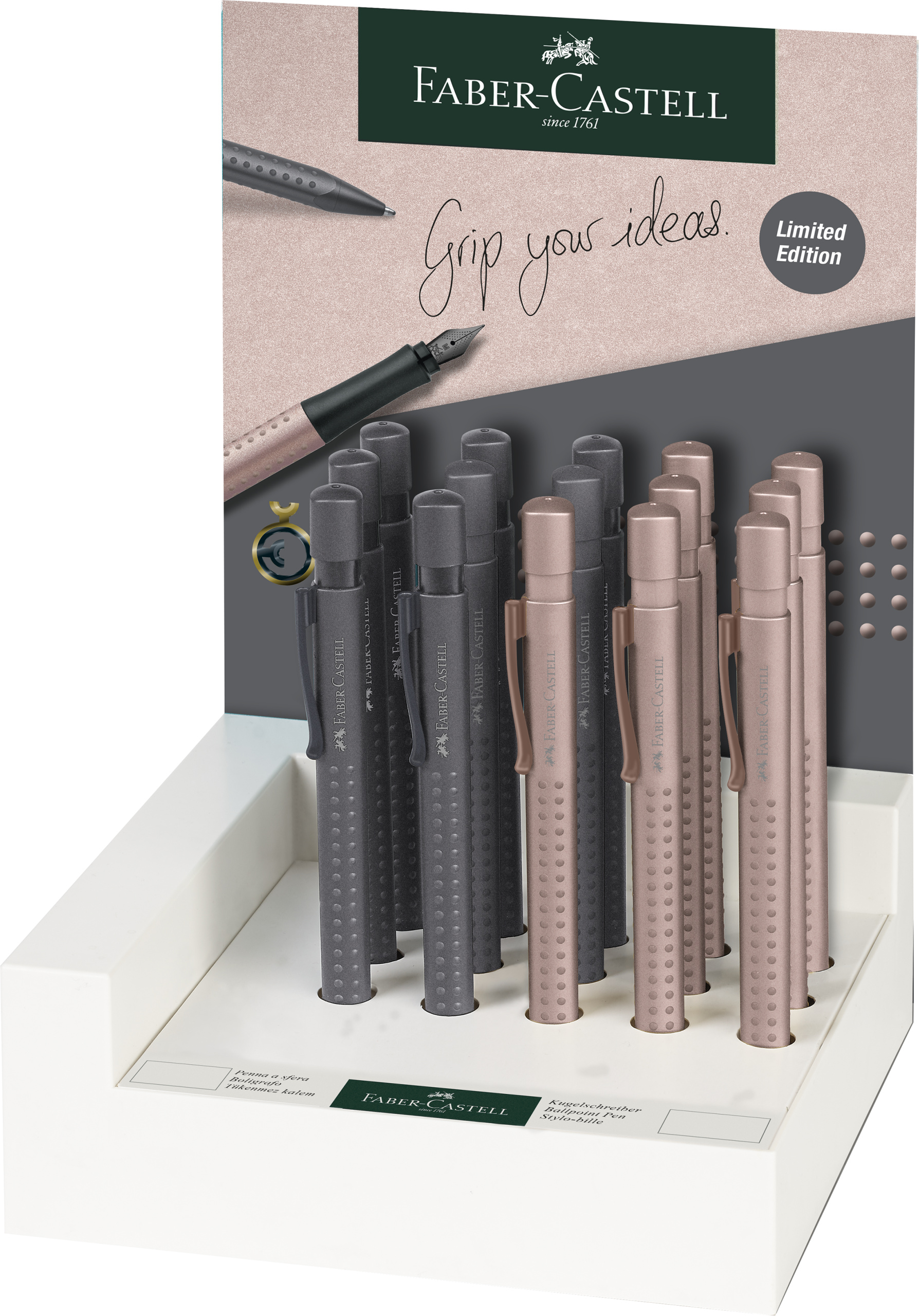 Display 15 Buc Pix Grip 2011 Rose Cupru&gri Antr. Faber-castell