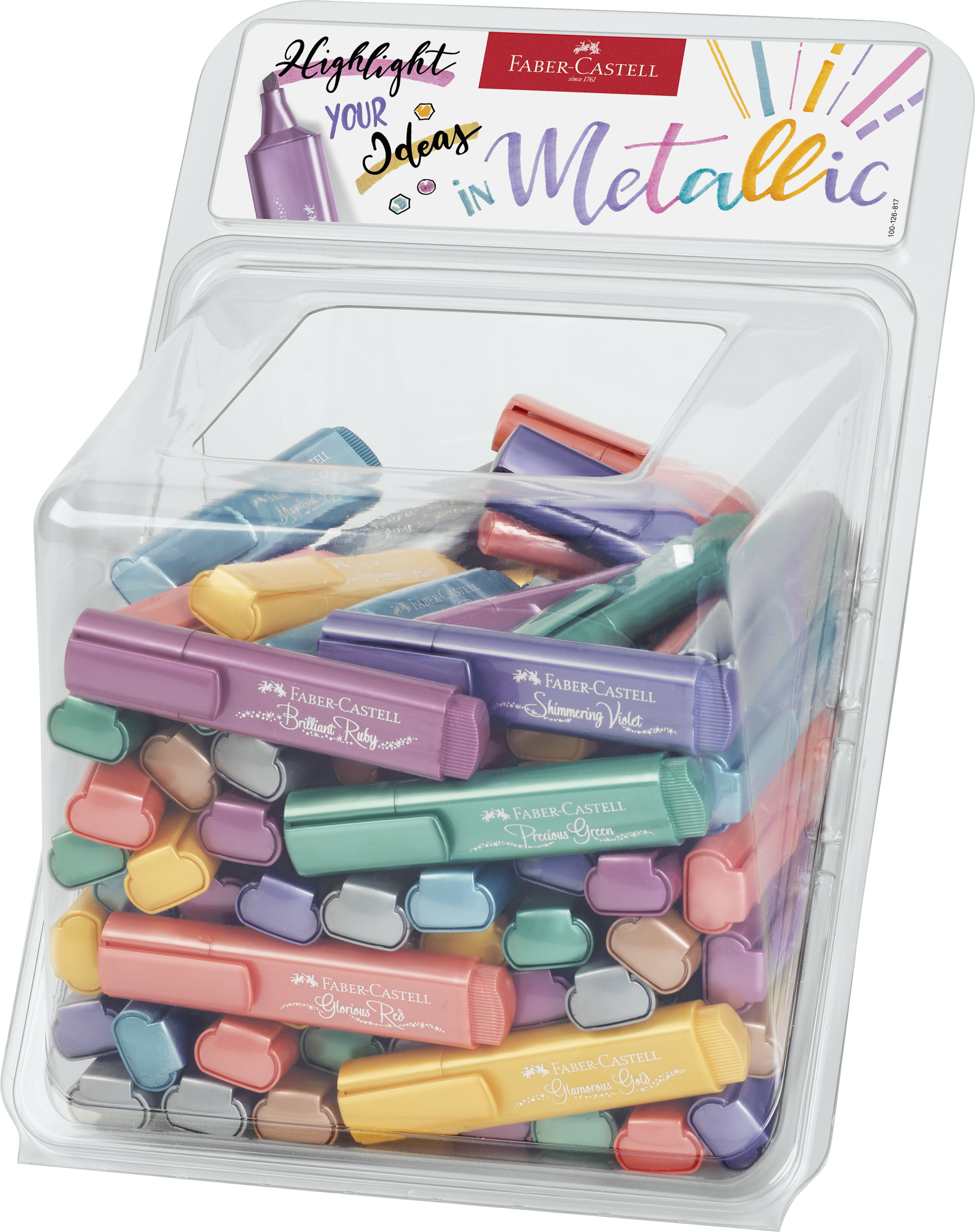 Display 100 Buc Textmarker Metalizat Faber-castell