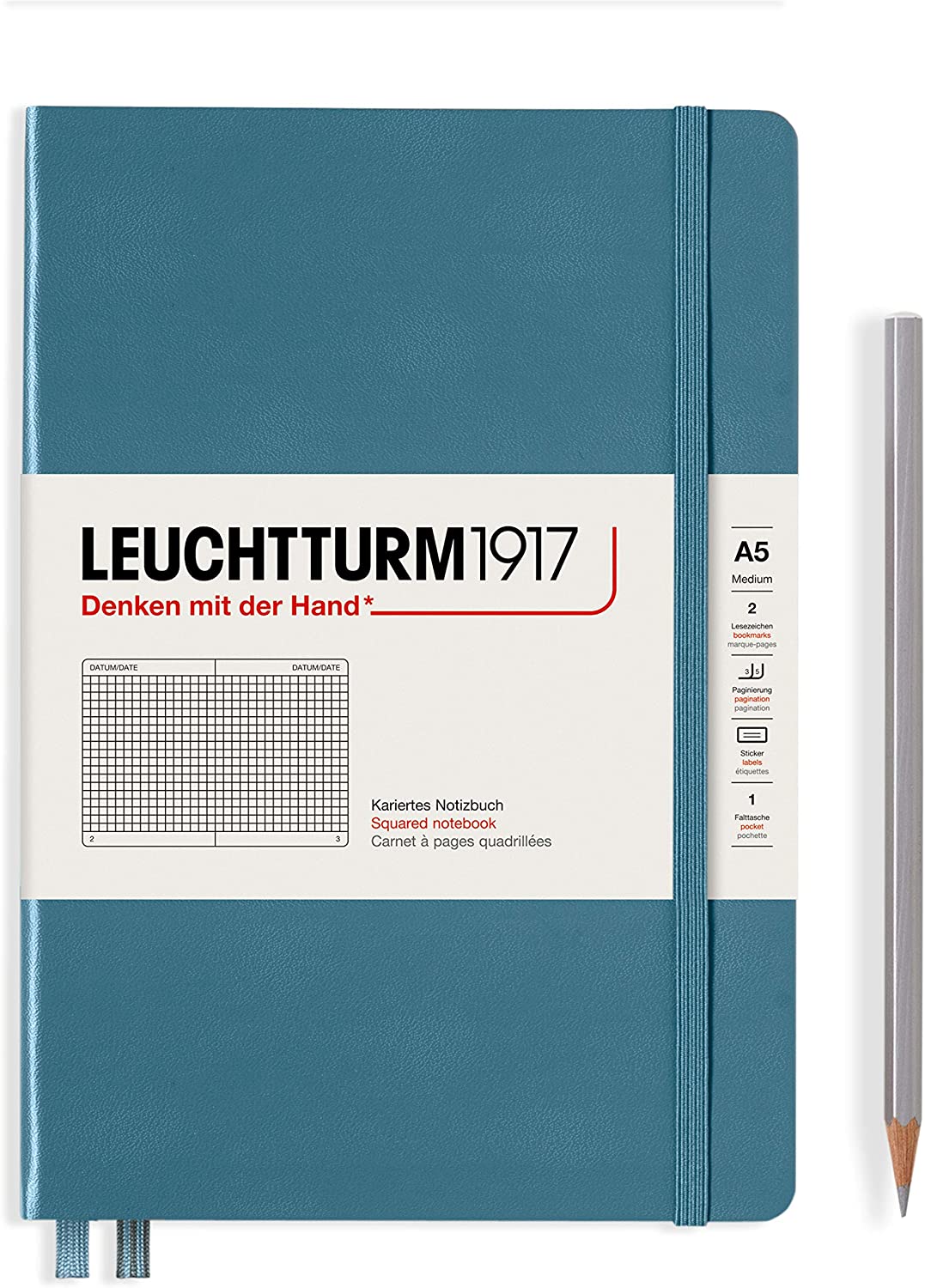 Caiet a5 aritmetica coperta rigida albastru piatra leuchtturm