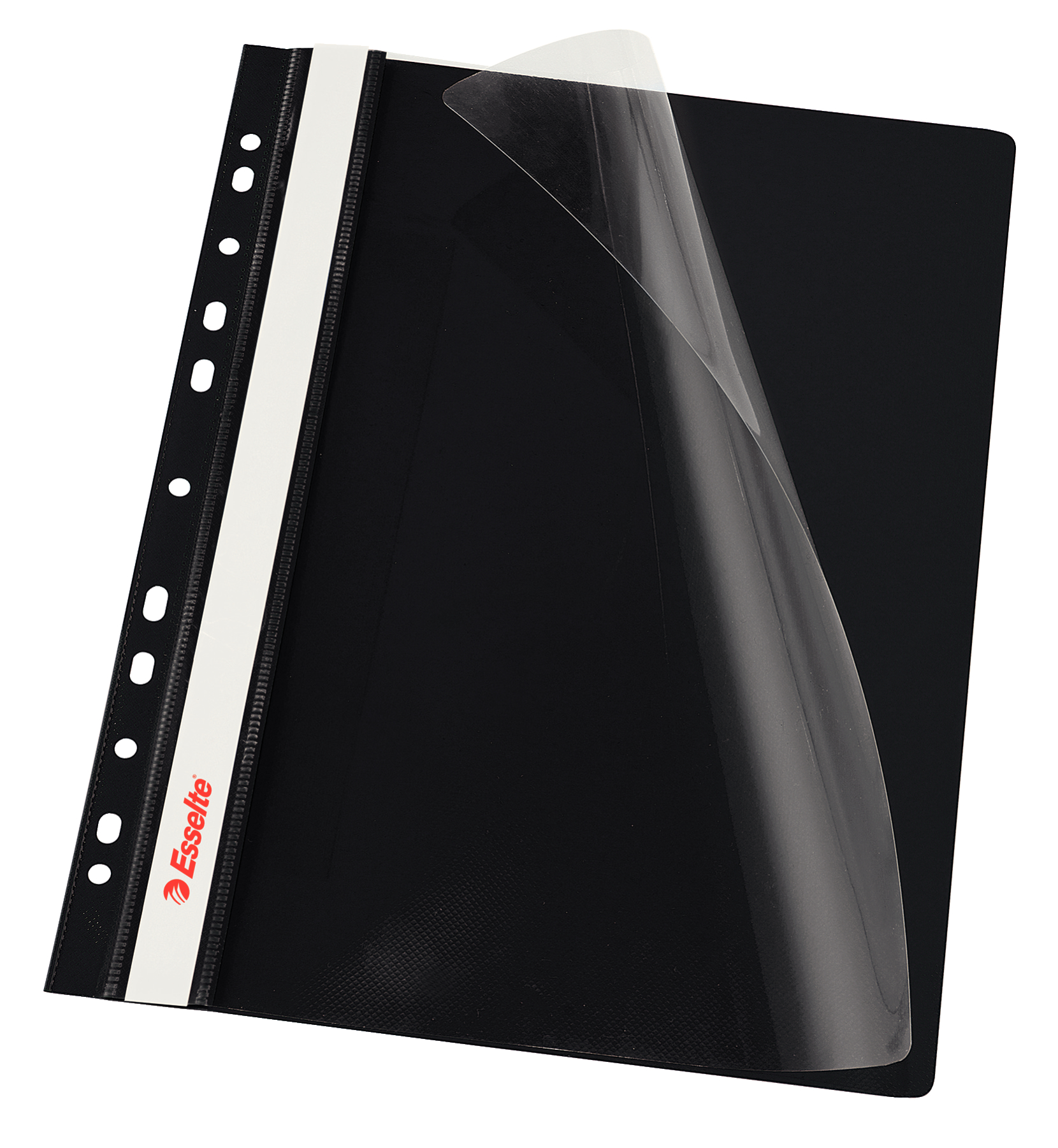 Dosar plastic cu sina si multiperforatii negru 10/set esselte [1]