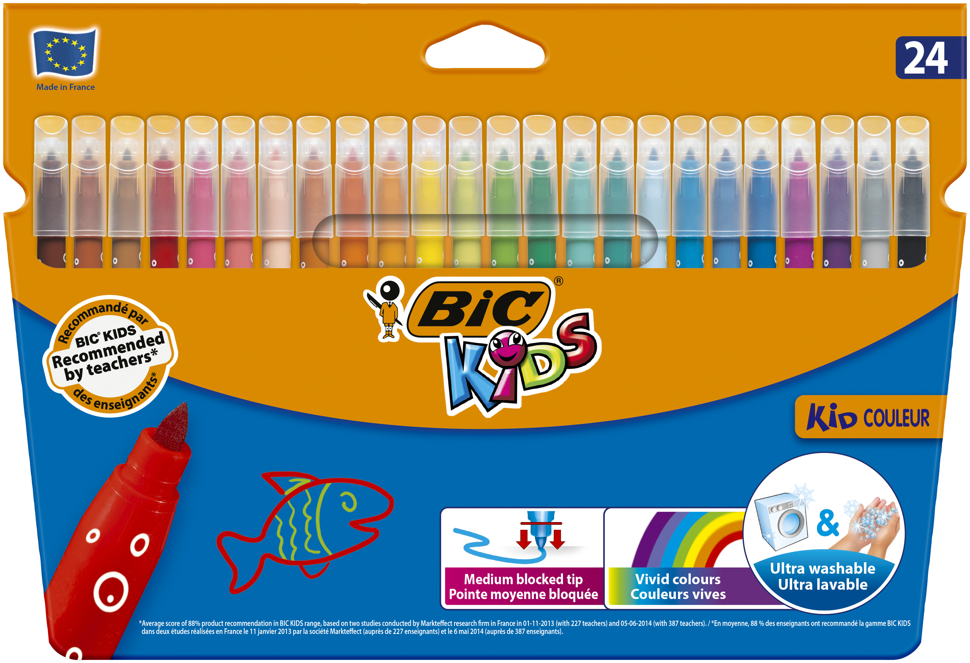 Carioca 24 Culori Ultralavabile Kid Couleur Bic