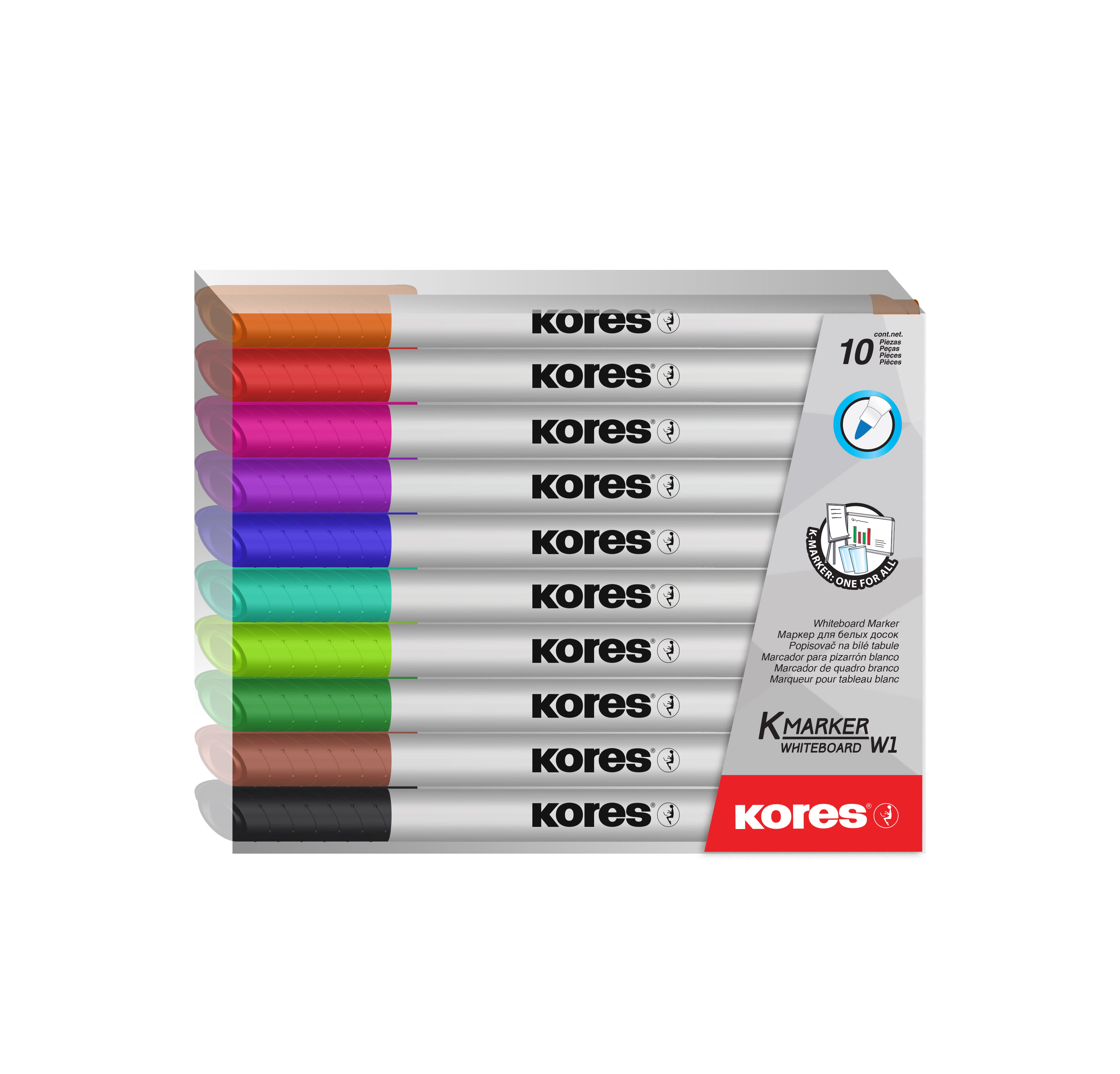 Marker Whiteboard Set 10 Slim Kores
