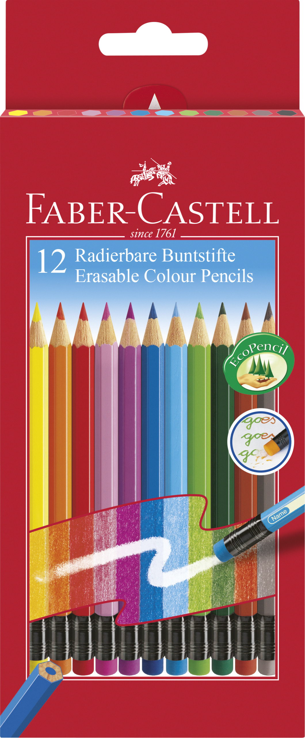 Creioane Colorate 12 Culori Cu Guma Eco Faber-castell