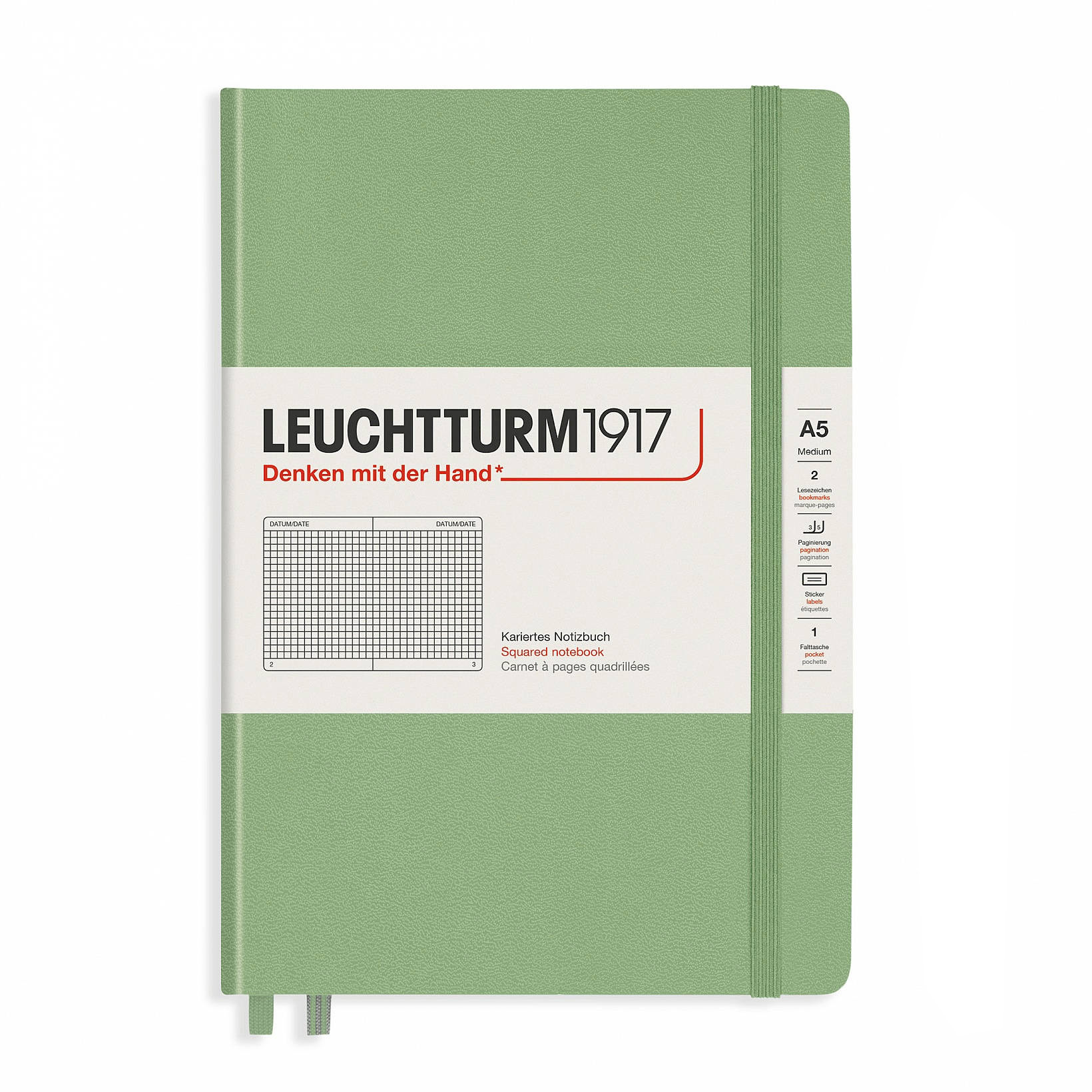 Caiet a5 aritmetica coperta rigida vernil pastel leuchtturm