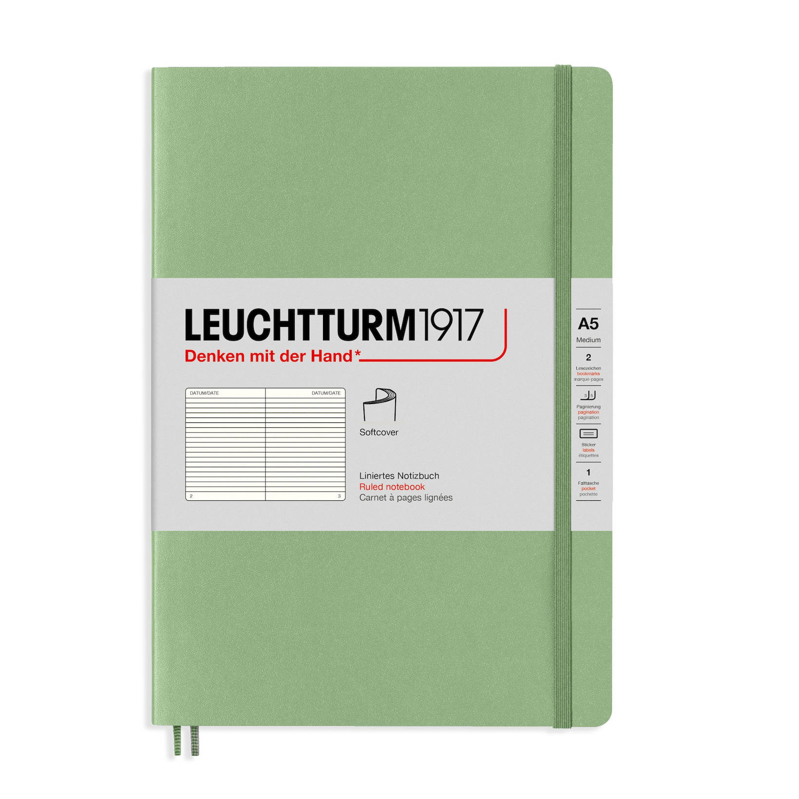 Caiet a5 dictando coperta flexibila vernil pastel leuchtturm