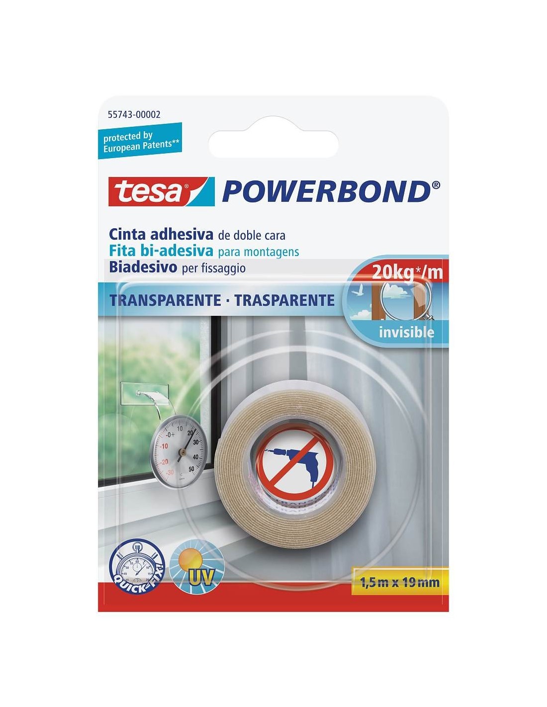 Banda Dublu Adeziva Transparenta 1.5M 19MM Tesa