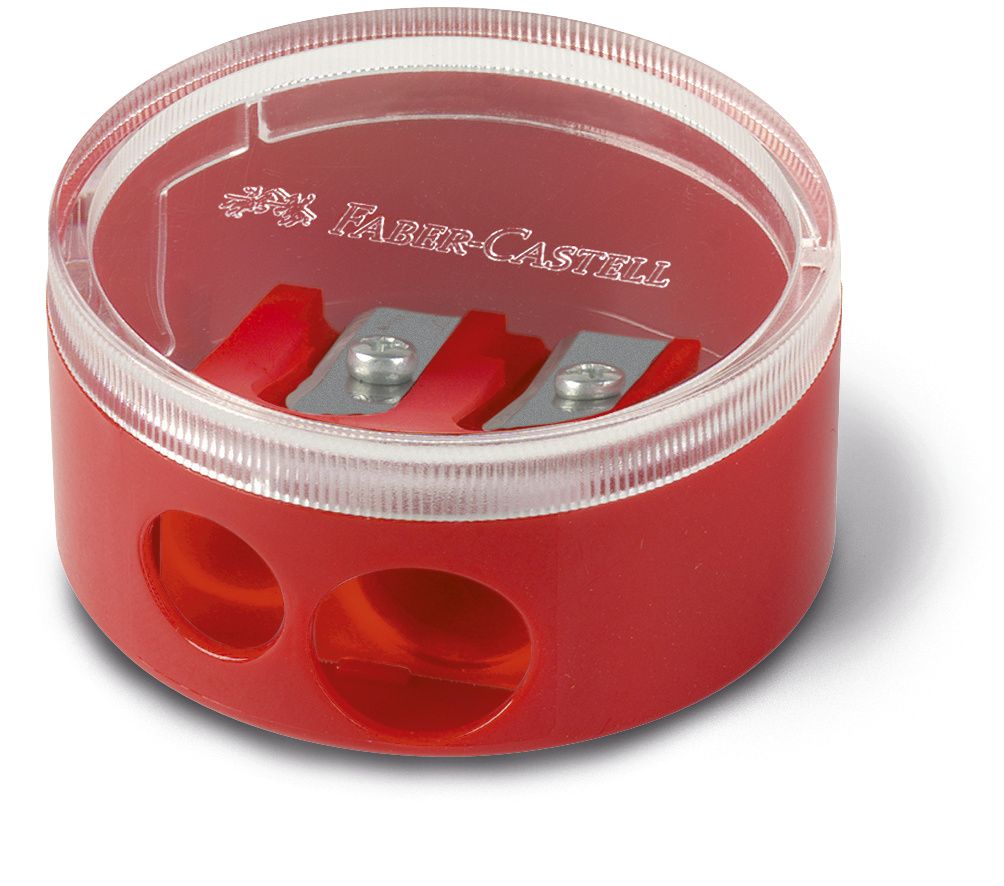 Faber-Castell Ascutitoare Plastic Dubla Cu Container Twist Off Rosie/Albastra
