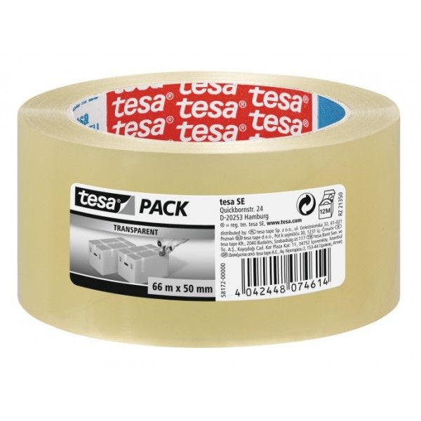 Ambalare și etichetareBenzi adezive și accesorii - Banda adeziva transparenta 66m 48mm adeziv cauciuc natural tesa