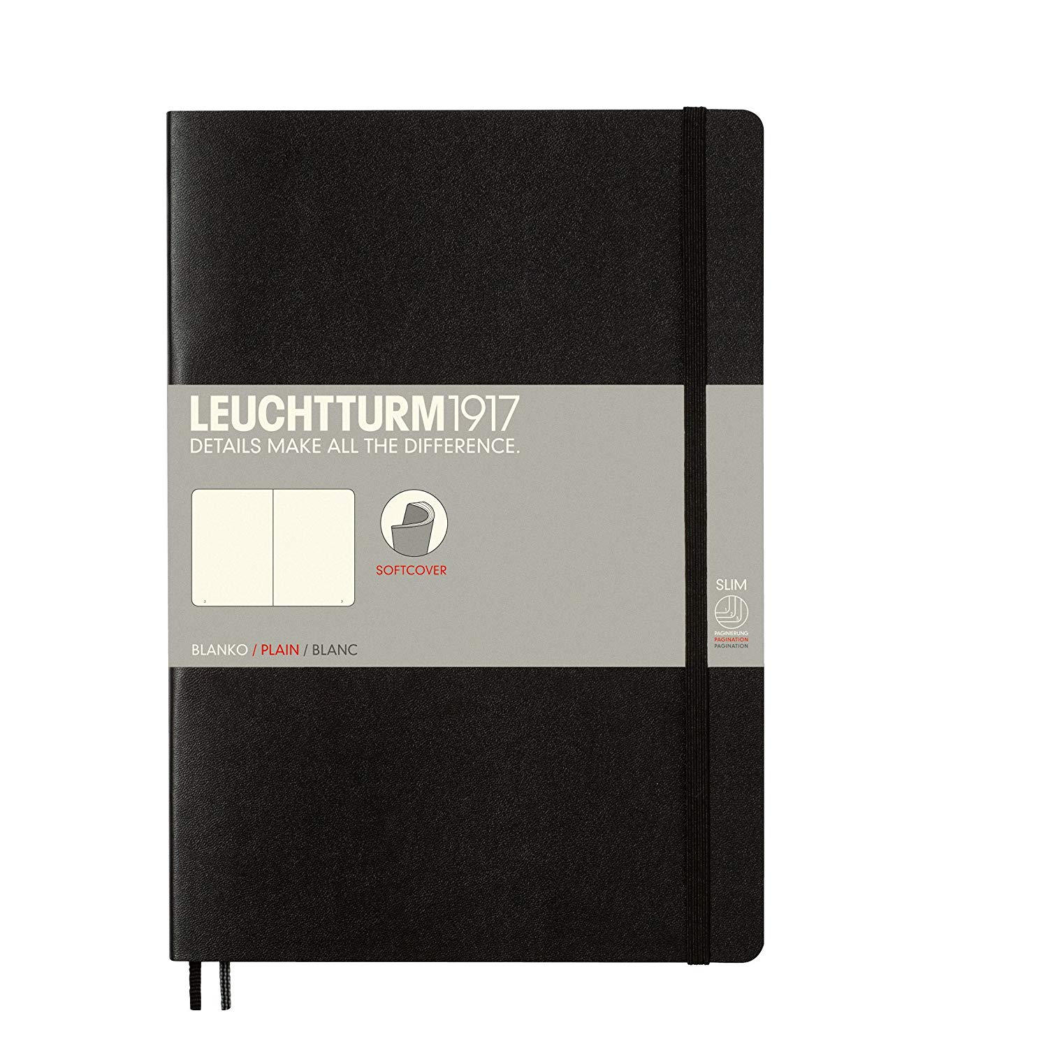 Caiet b5 velin coperta flexibila negru leuchtturm
